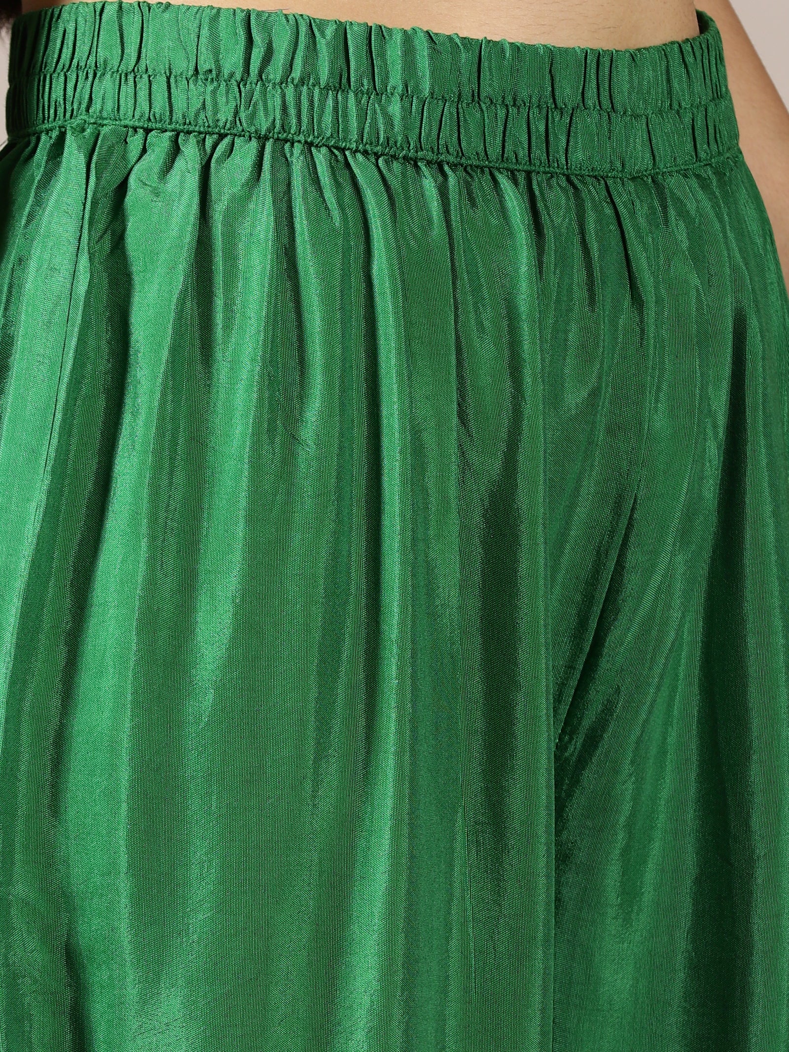 Emerald Green Flared Kurta Set with Floral Print