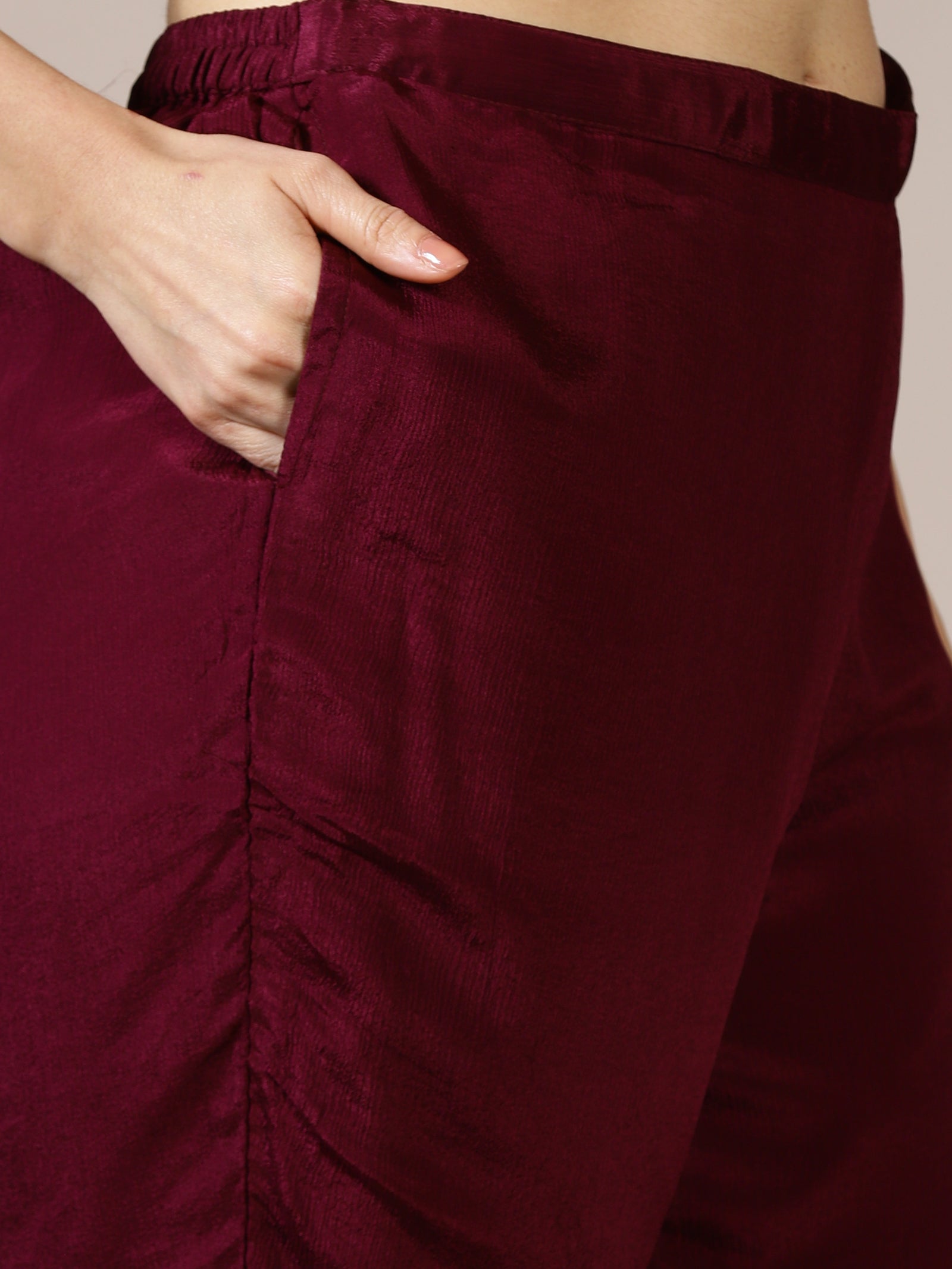 Maroon Embroidered Kurta Set