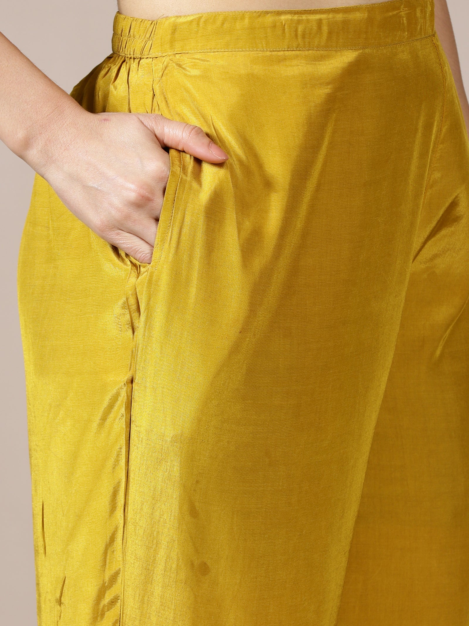Mustard Floral Embroidered Set