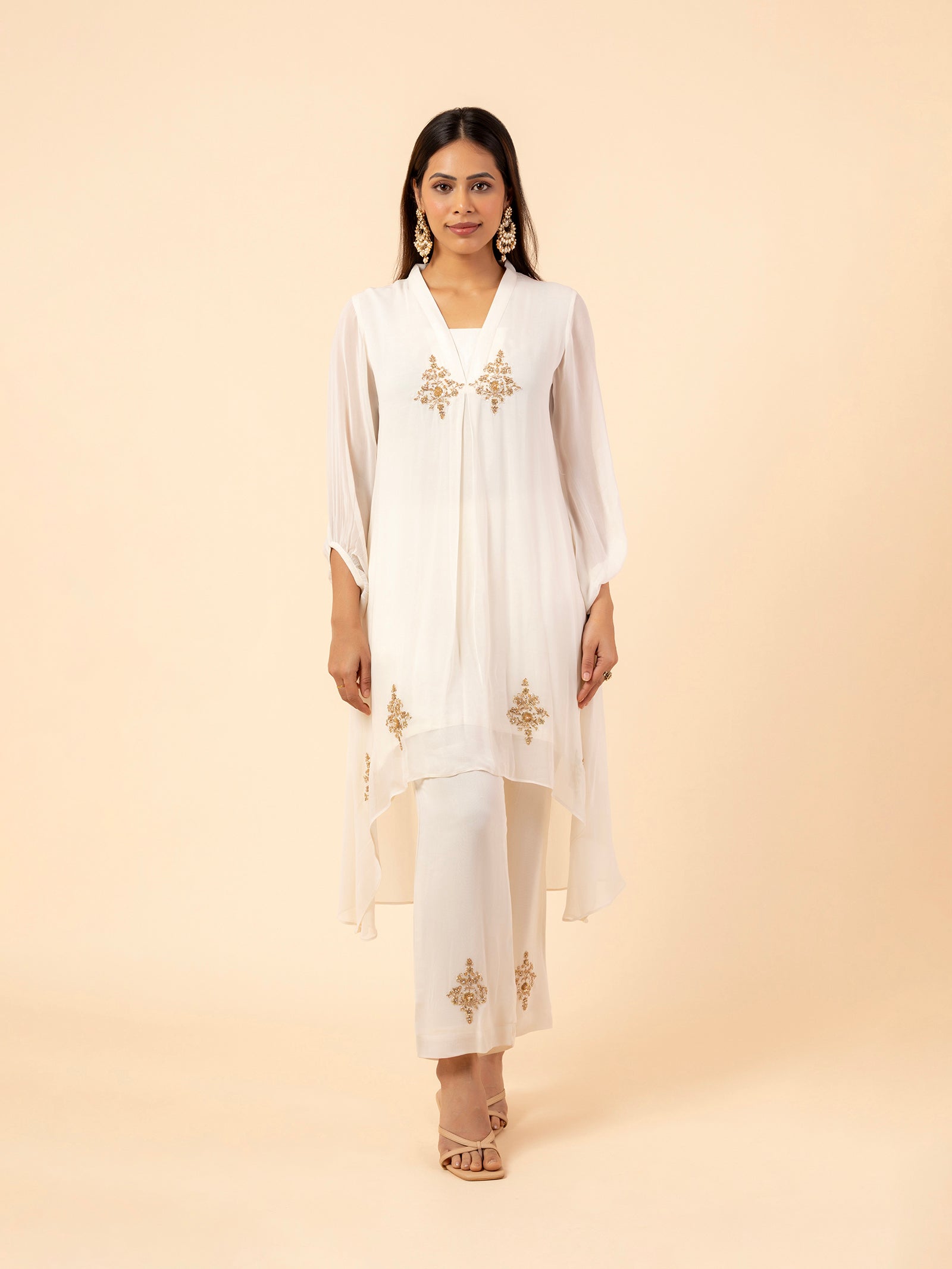 The Ivory Ethereal High-Low Co-ord Set
