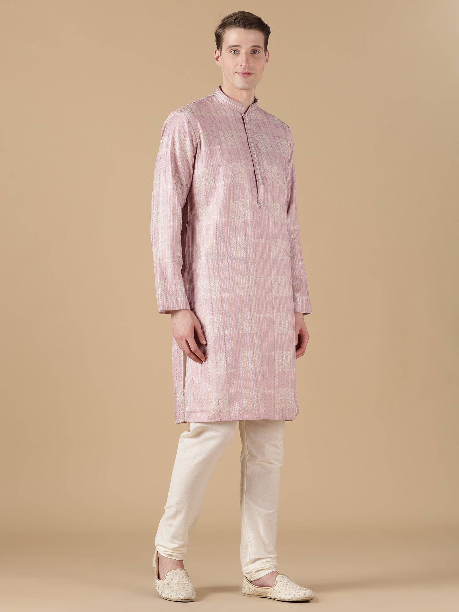 Lilac Glint Brocade Kurta Set