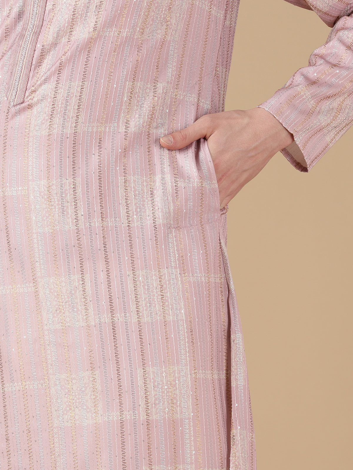 Lilac Glint Brocade Kurta Set
