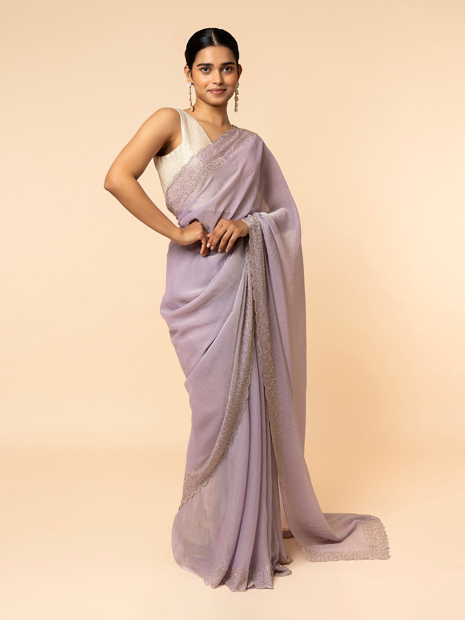 Lavender Haze Embellished Saree