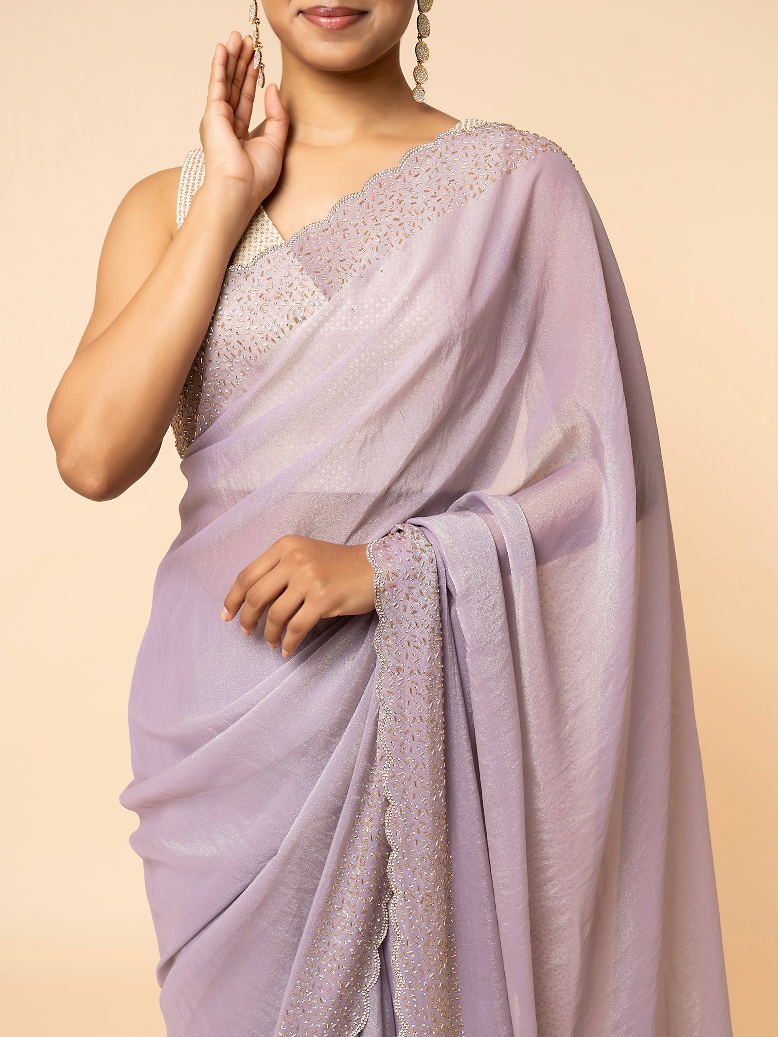 Lavender Haze Embellished Saree