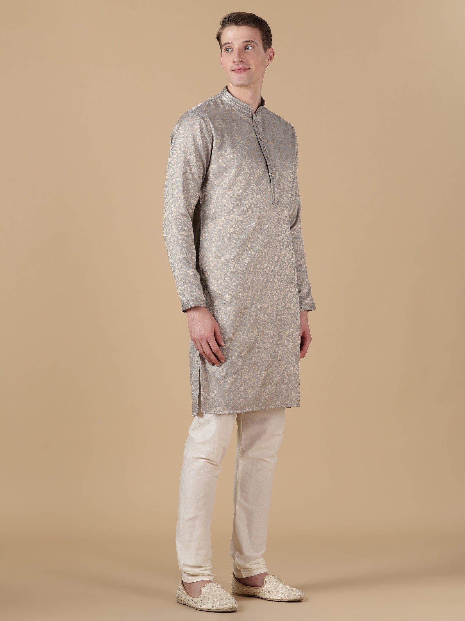 The Silver Moondust Brocade Kurta Set