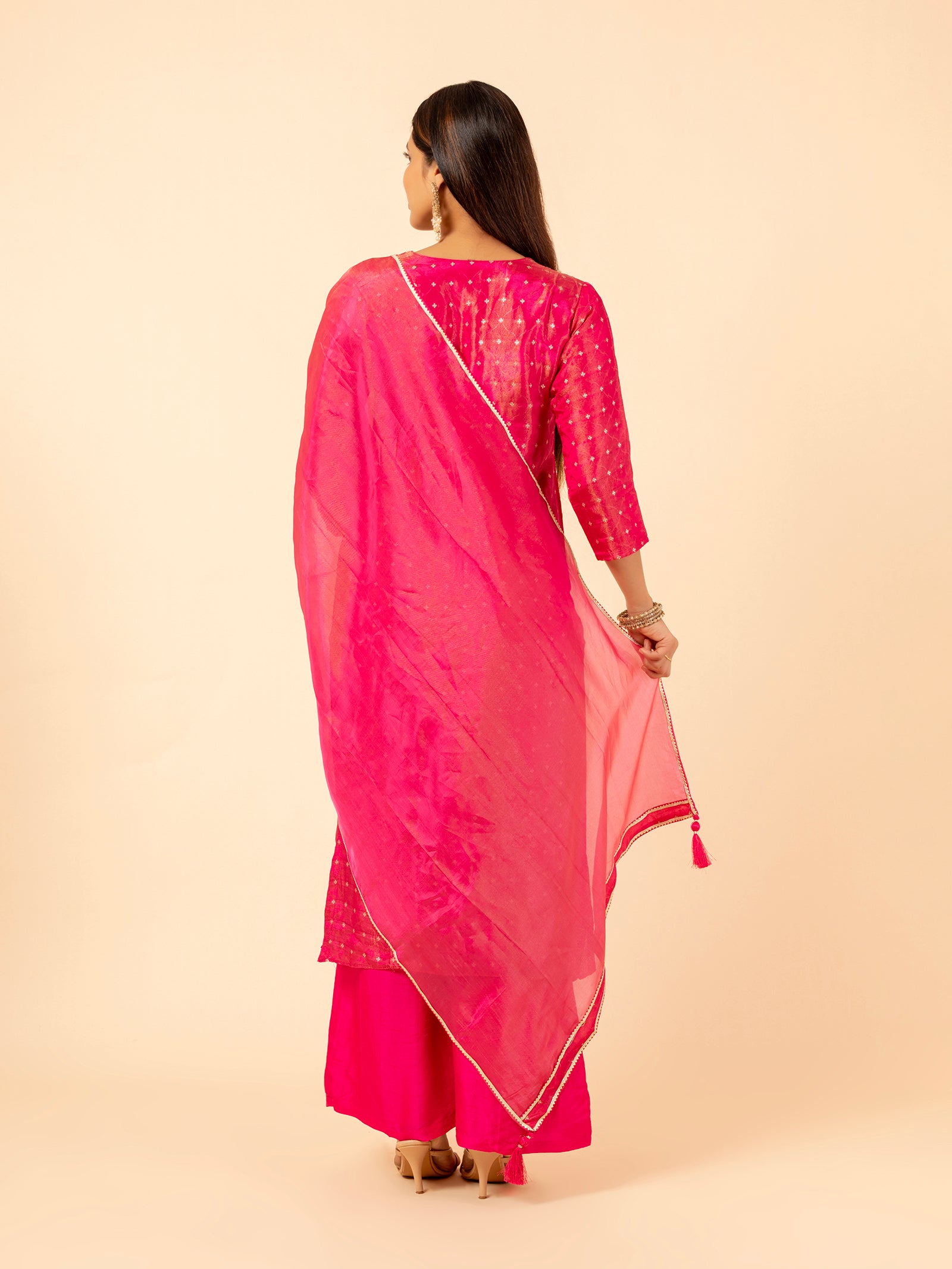Hot Pink Silk Suit Set