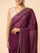 Midnight Plum Scalloped Saree