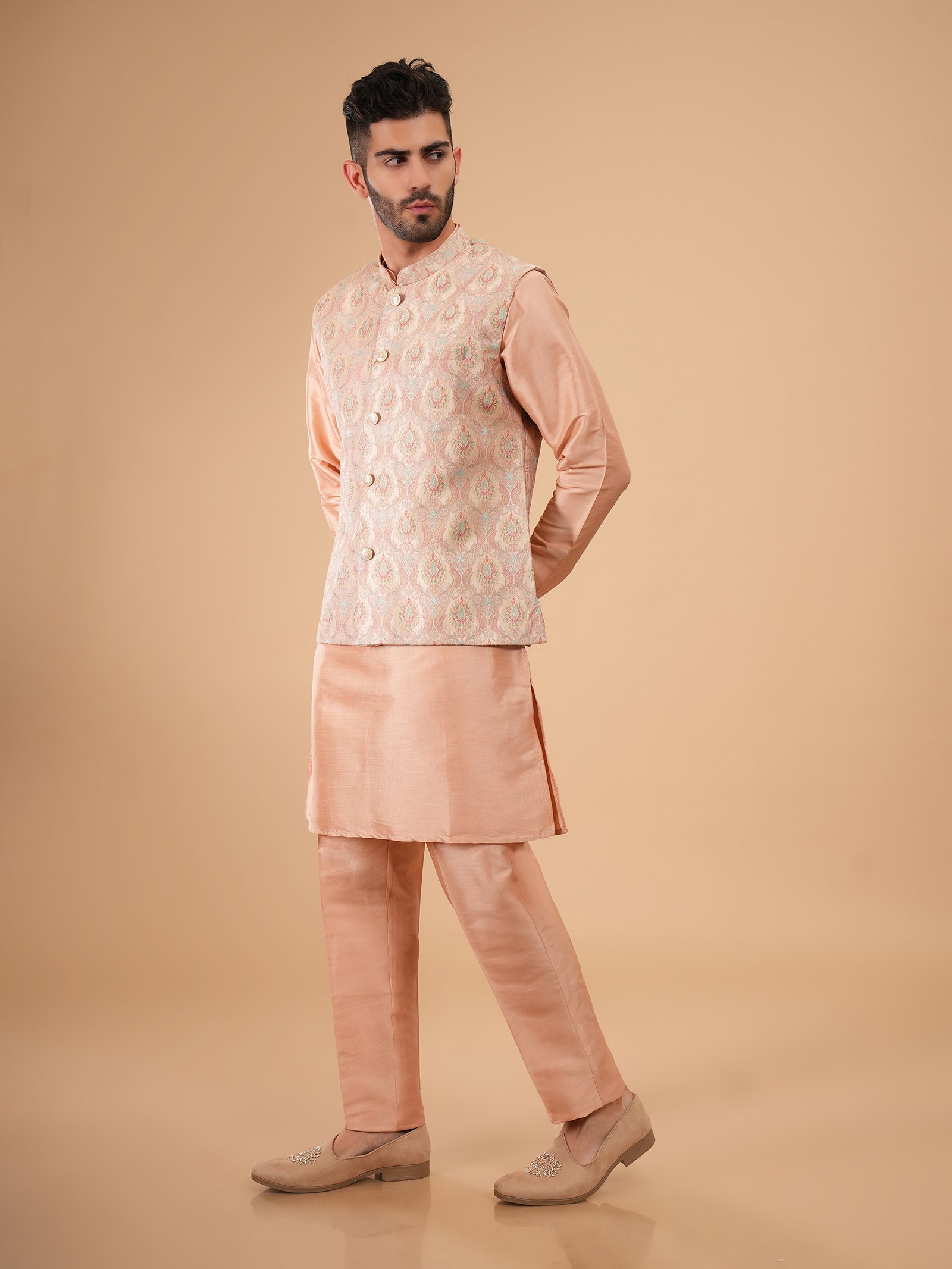 Peach Medallion Jacket Set