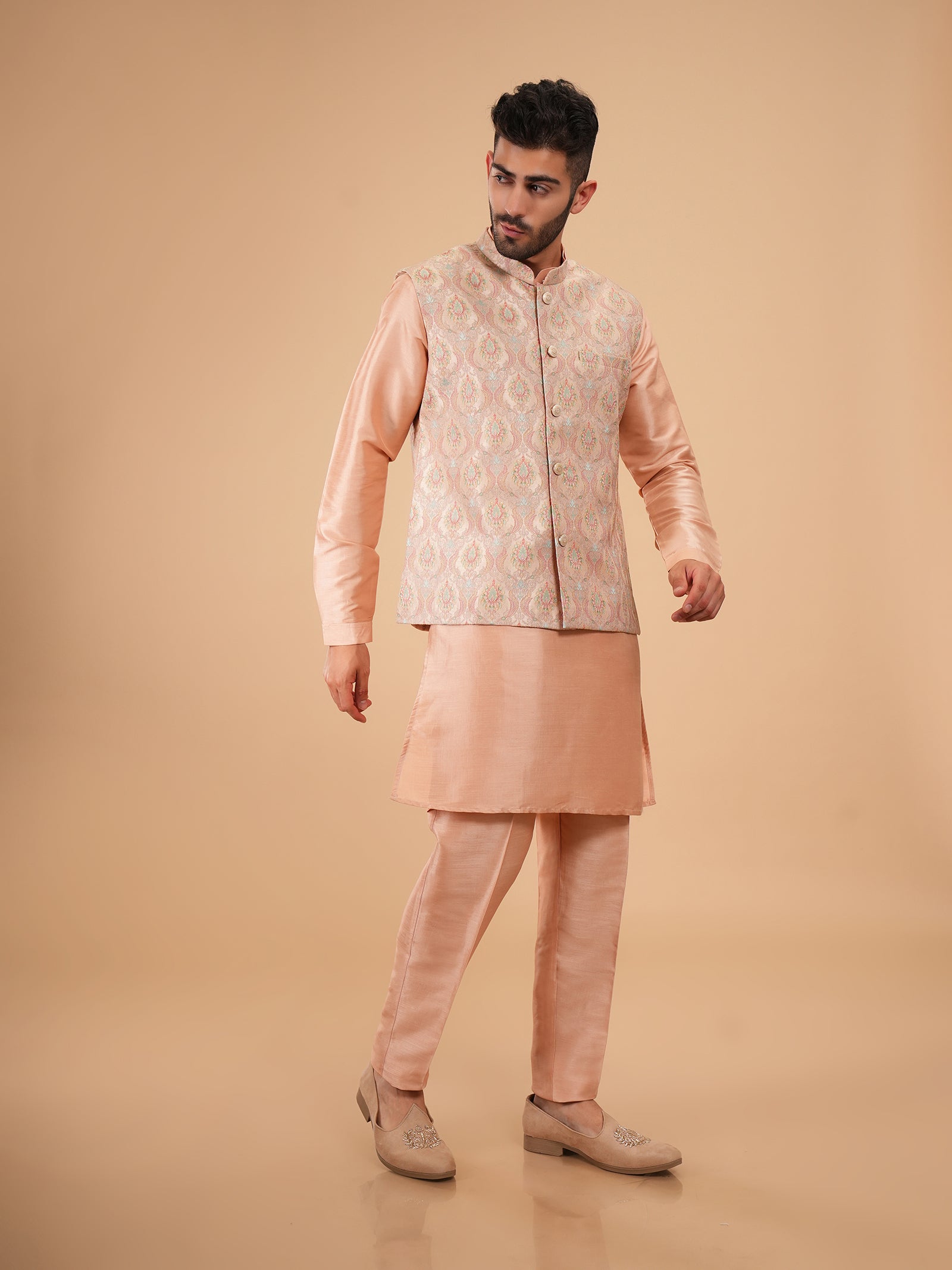 Peach Medallion Jacket Set
