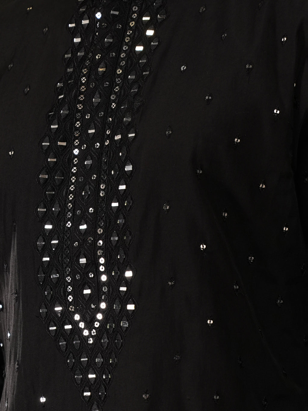 Jet Black Mirror-Embroidered Kurta Set