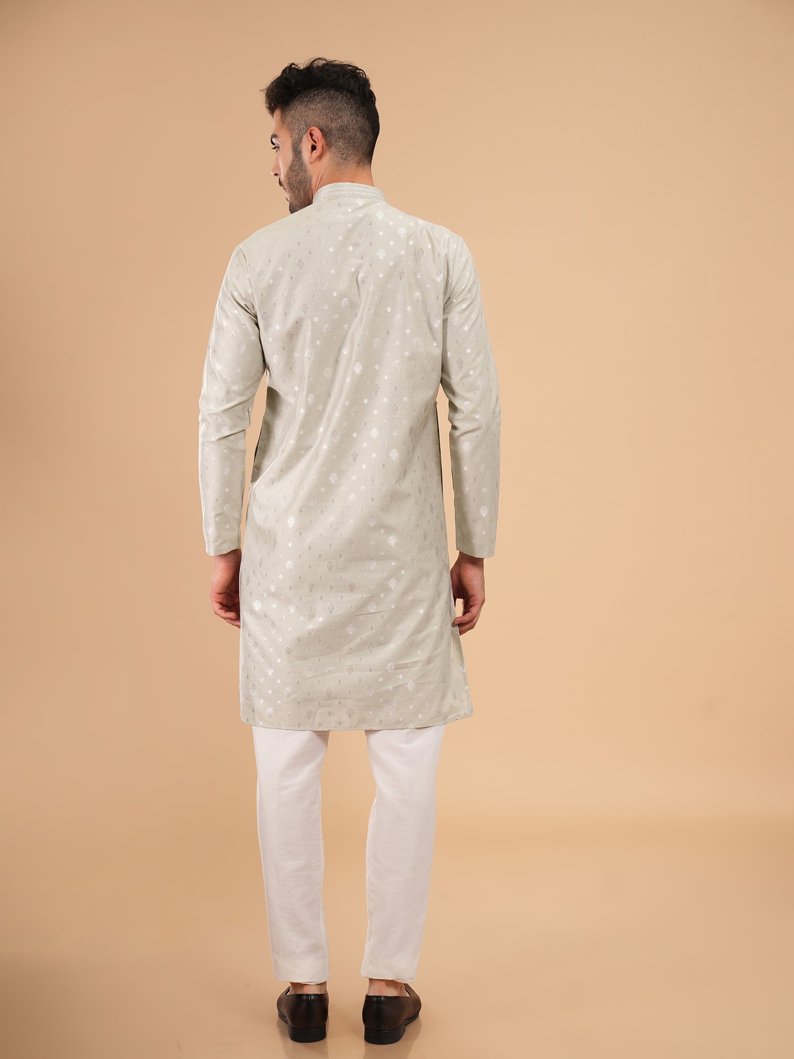 Sage Diamond Micro-Pattern Kurta Set
