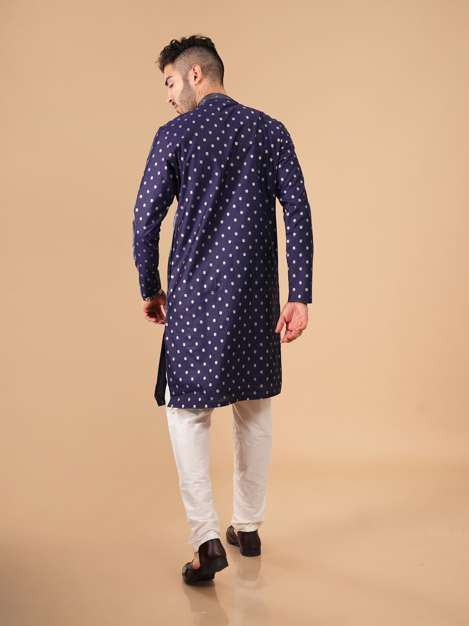 Midnight Polka-Dot Work Kurta Set