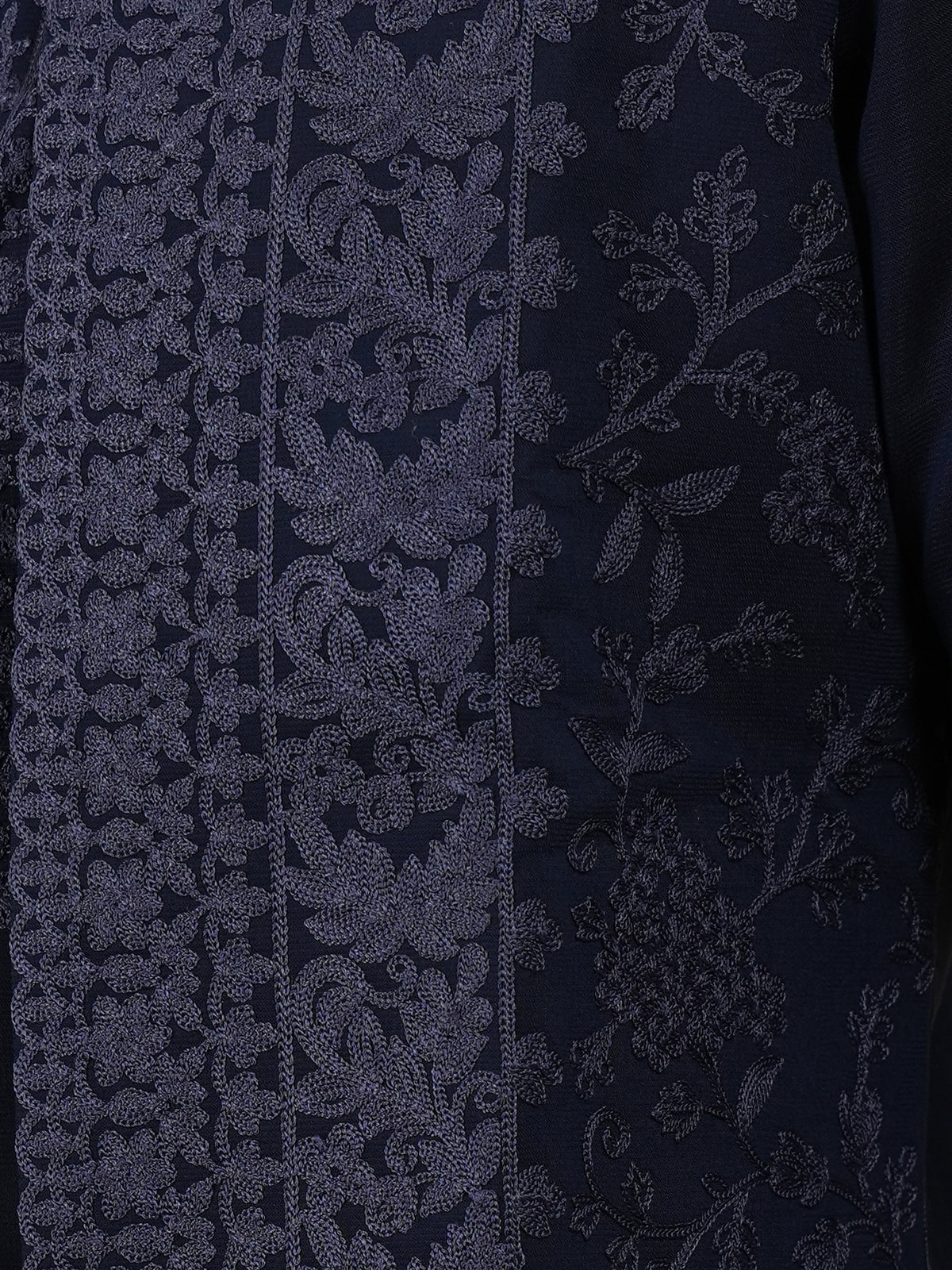 Midnight Navy Filigree Embroidered Kurta Jacket Set