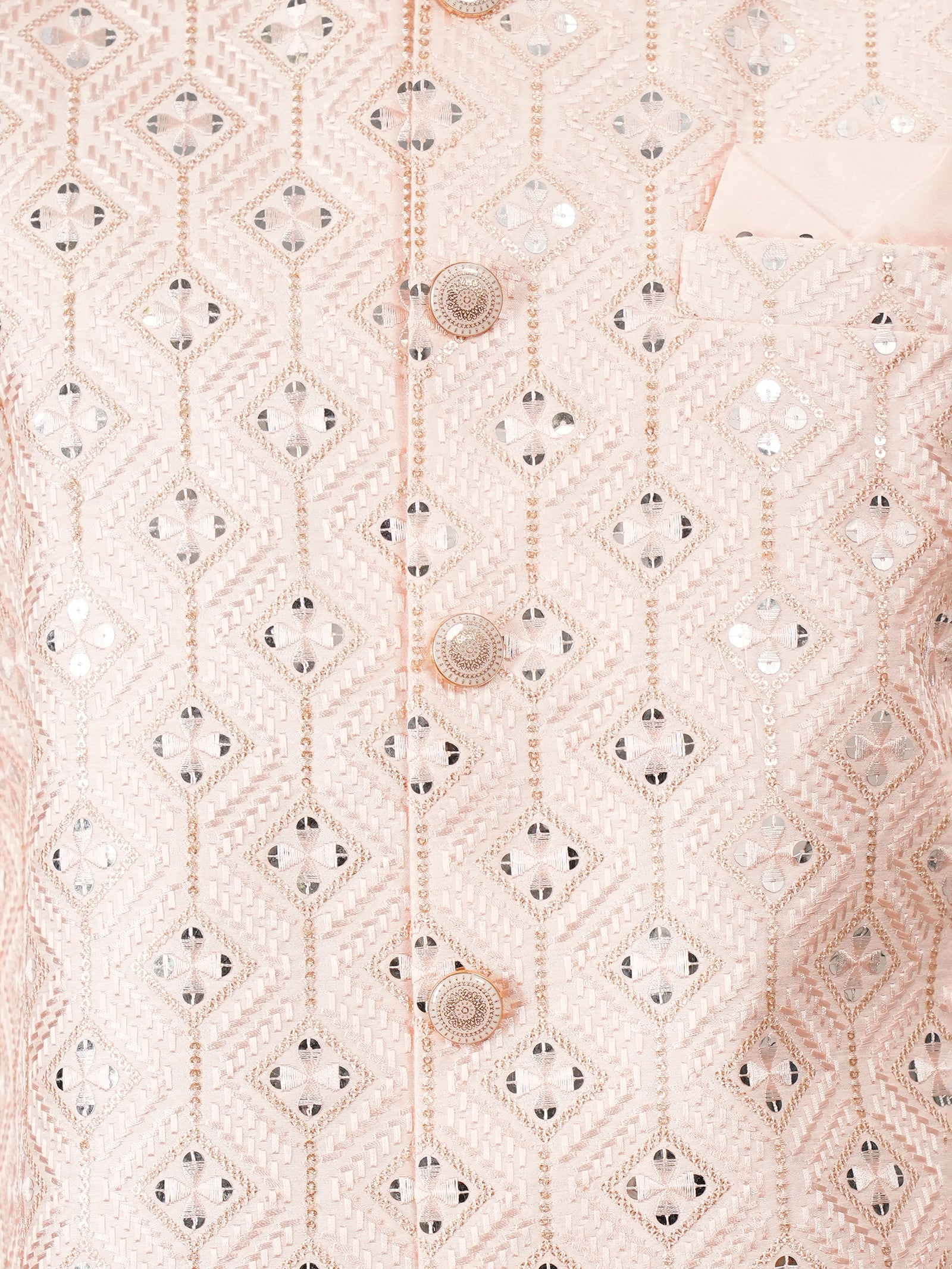 Champagne Blush Mirror-Work Jacket Set