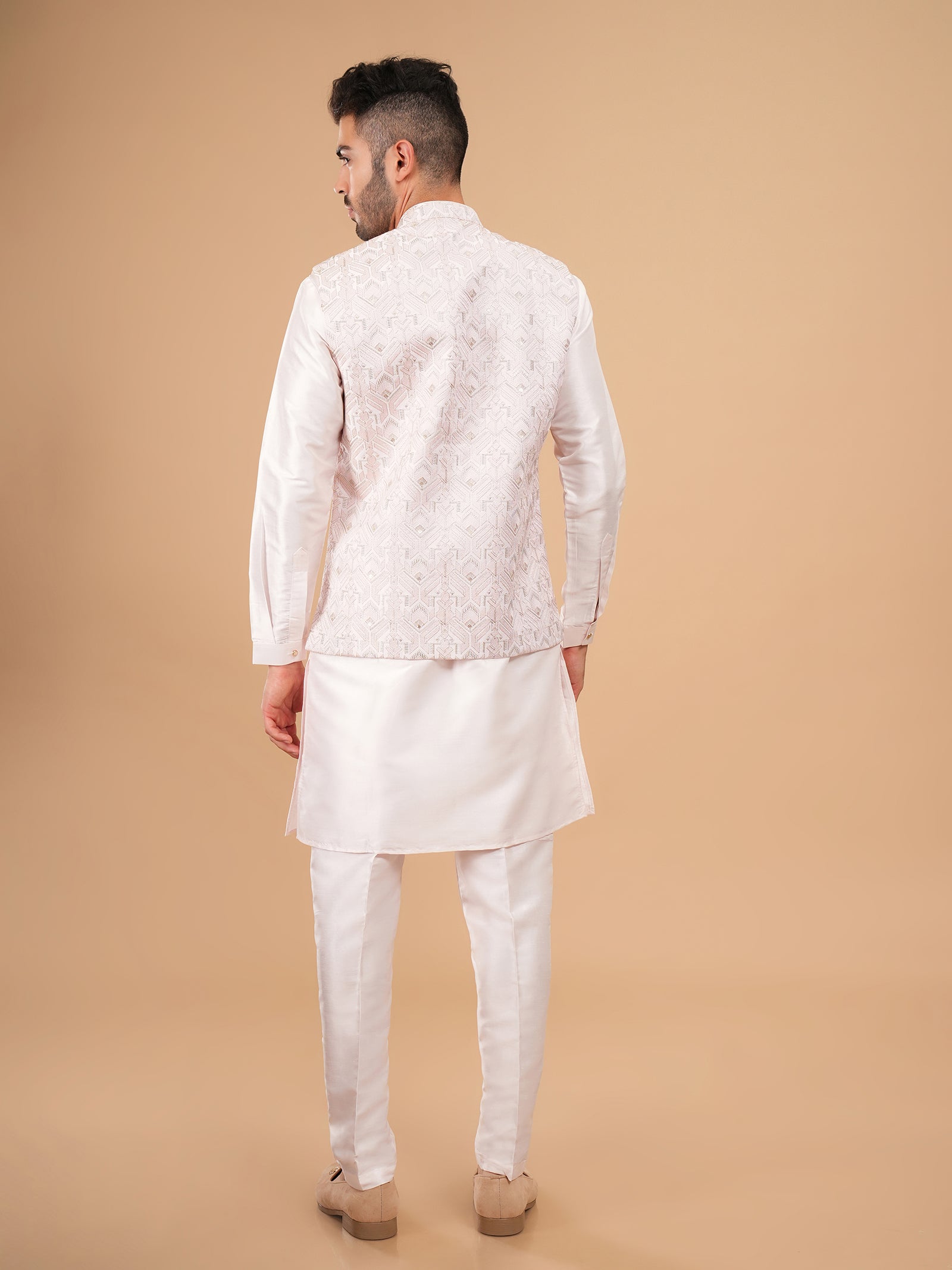 The Arctic Ivory Geometric Maze Jacket Set