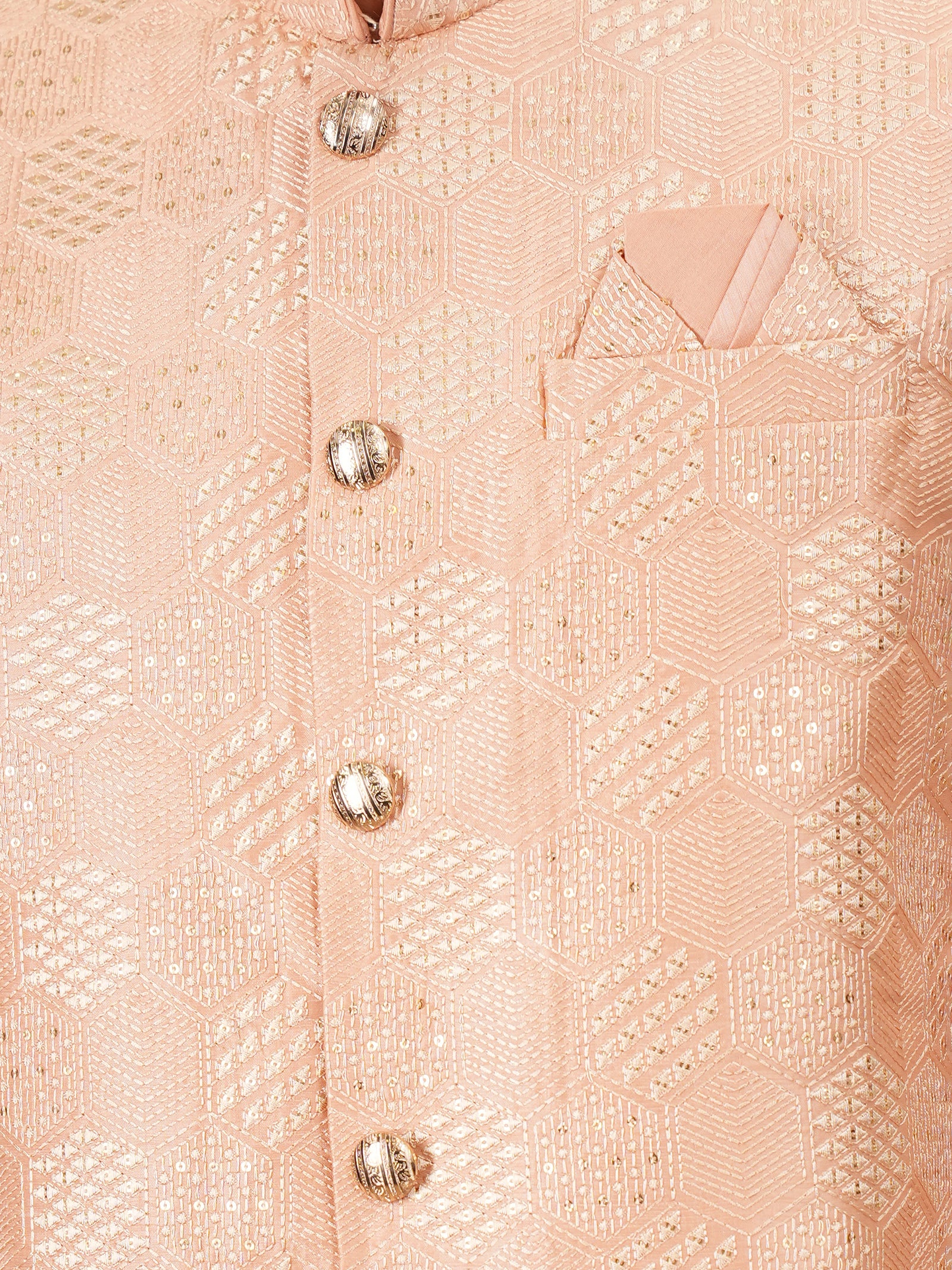 Peach Geometric Jacket Set