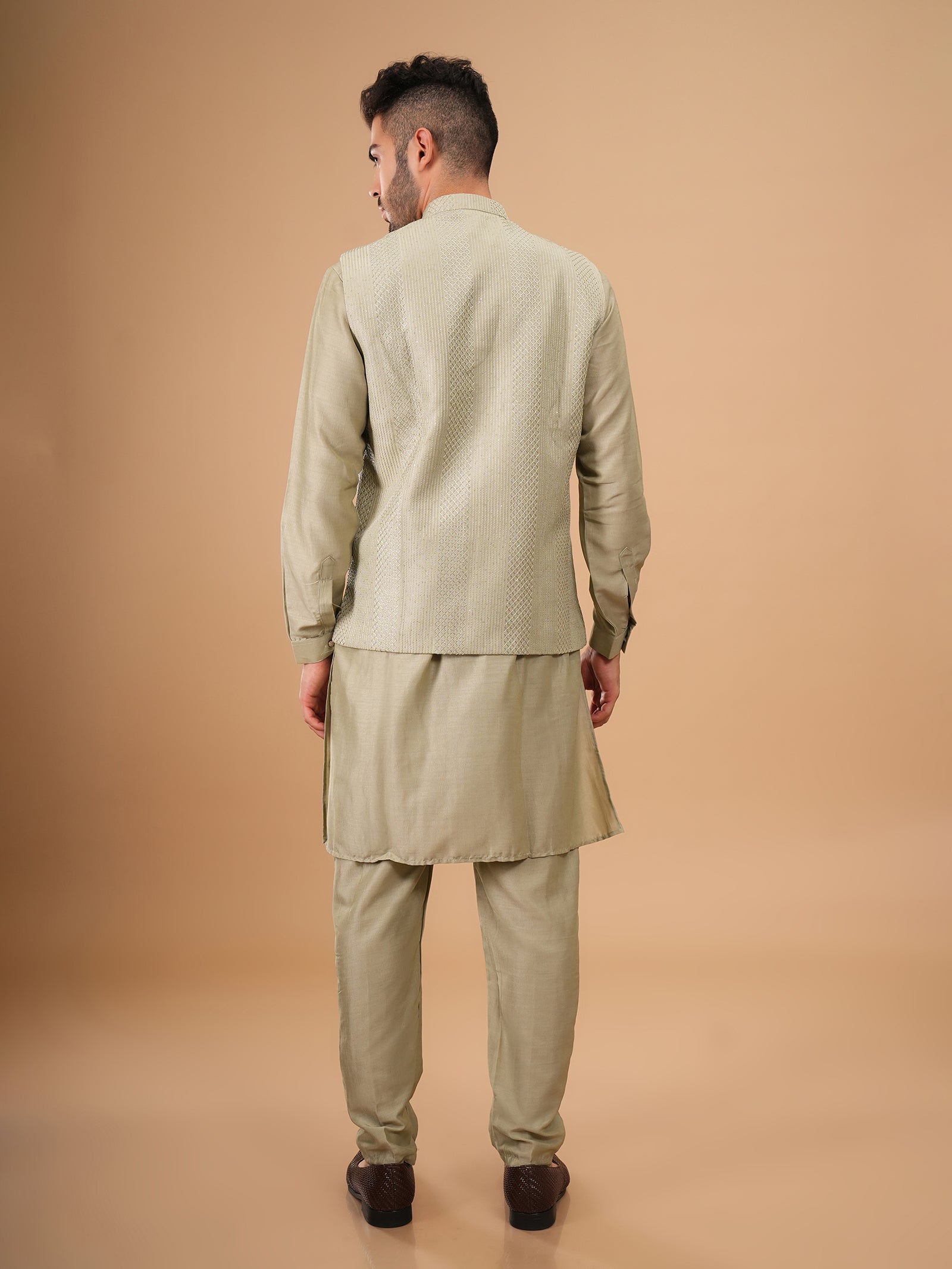 Sage Green Geometric Jacket Set