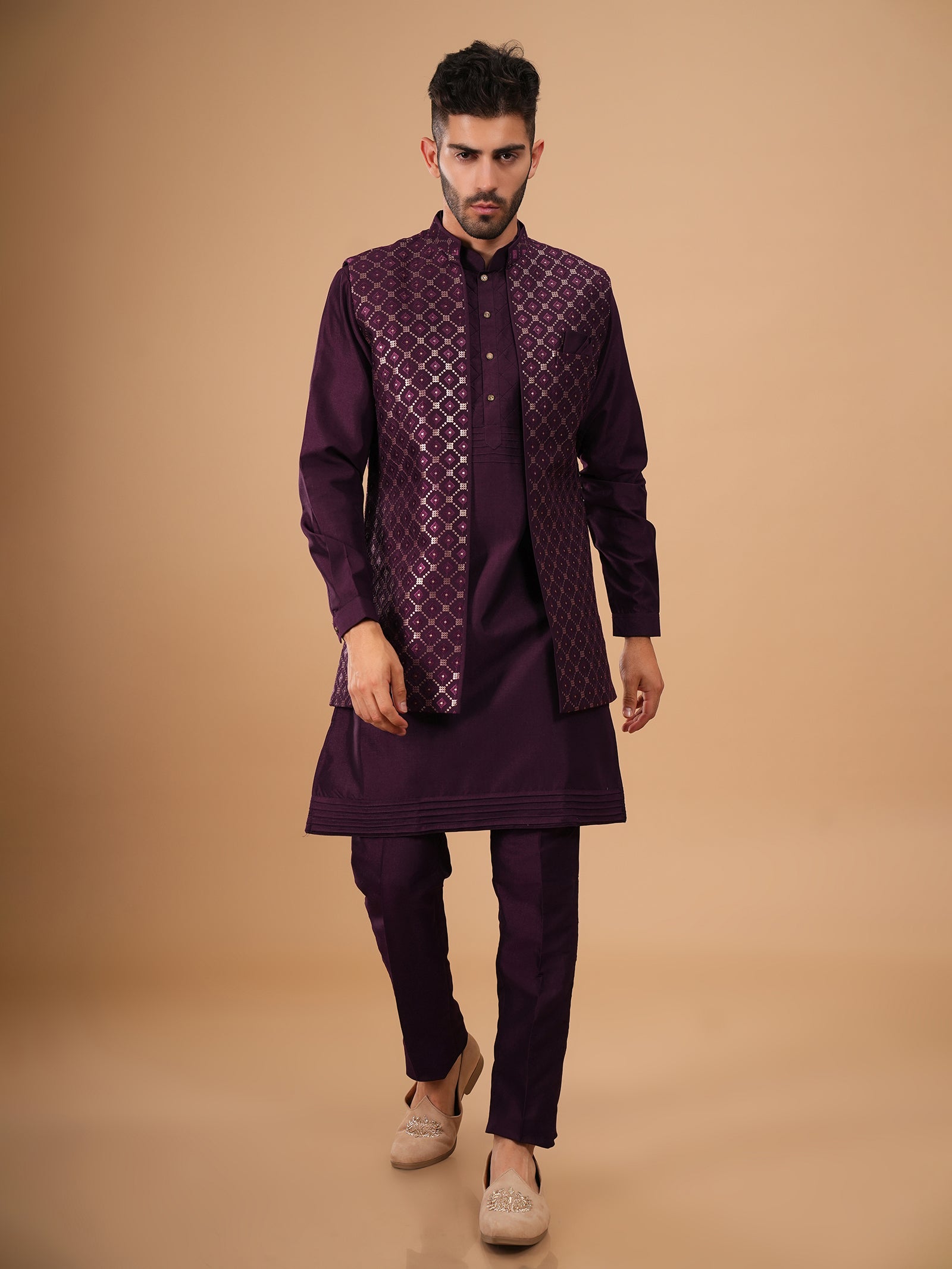The Imperial Plum Diamond Jacket Set