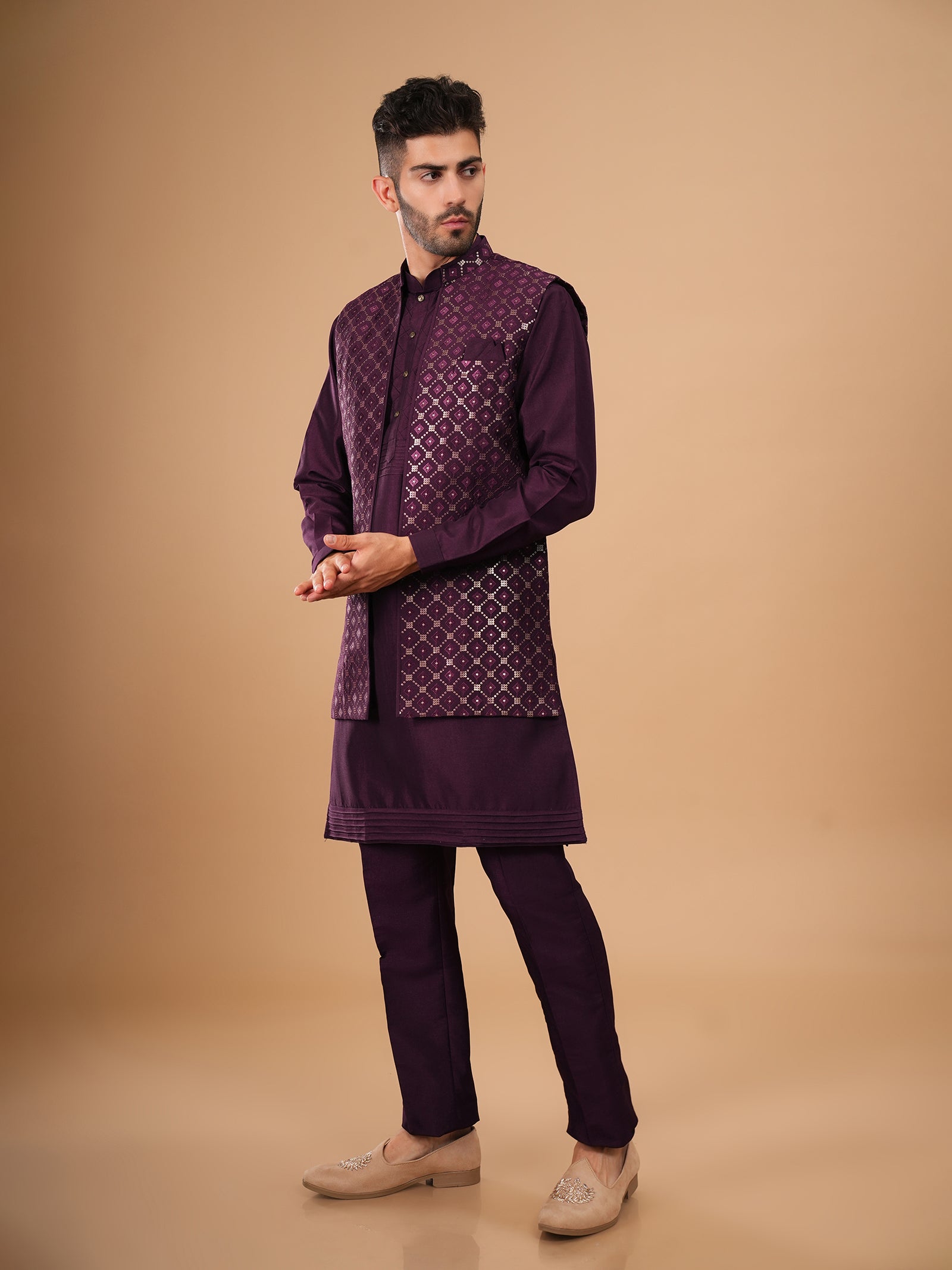 The Imperial Plum Diamond Jacket Set