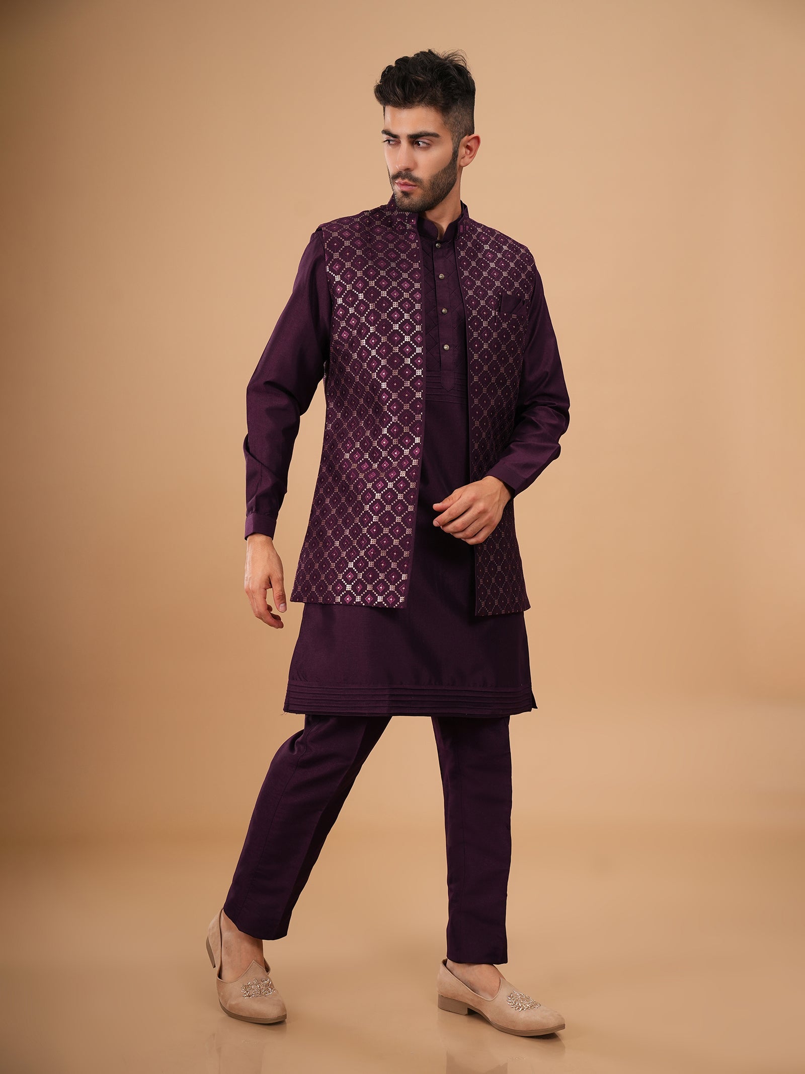 The Imperial Plum Diamond Jacket Set