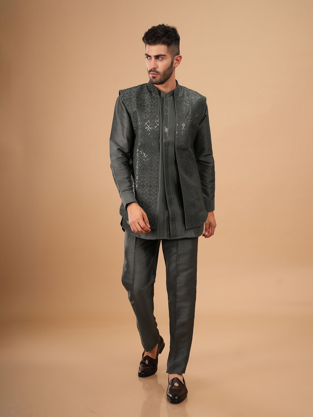 The Midnight Obsidian Pleat Jacket Set