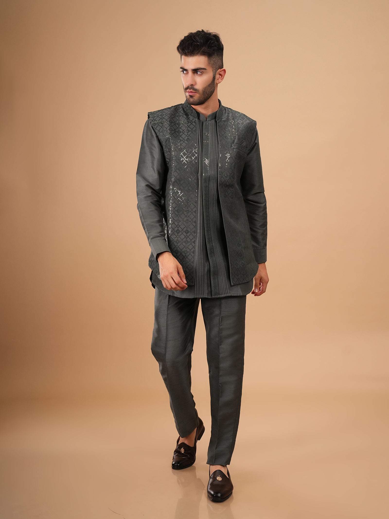 The Midnight Obsidian Pleat Jacket Set