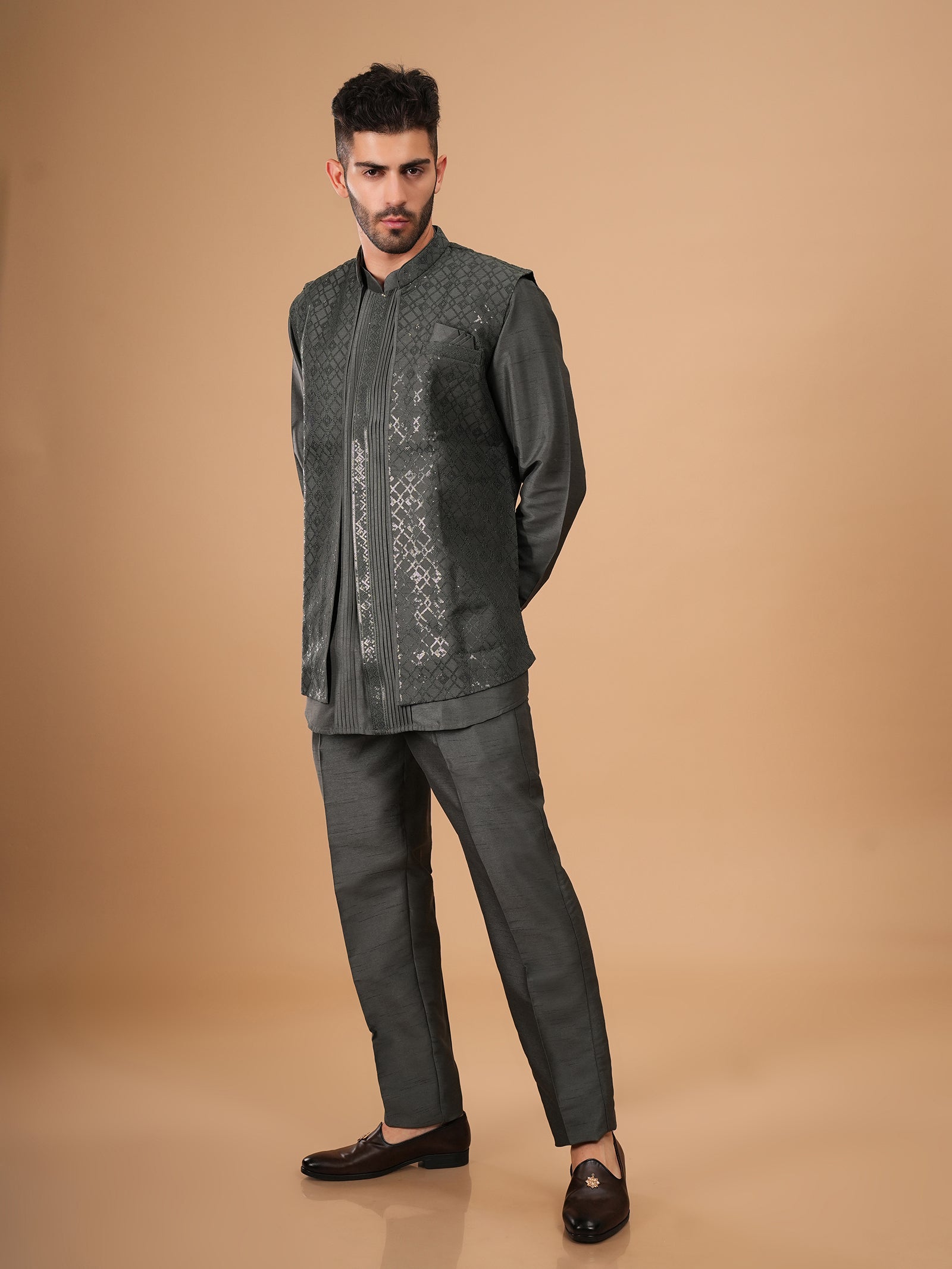 The Midnight Obsidian Pleat Jacket Set