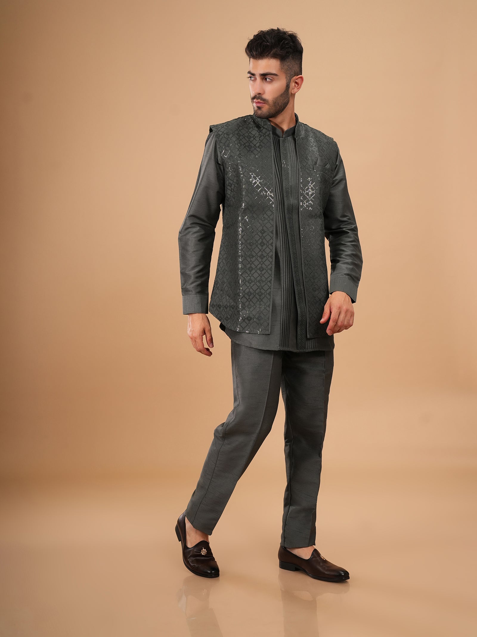 The Midnight Obsidian Pleat Jacket Set