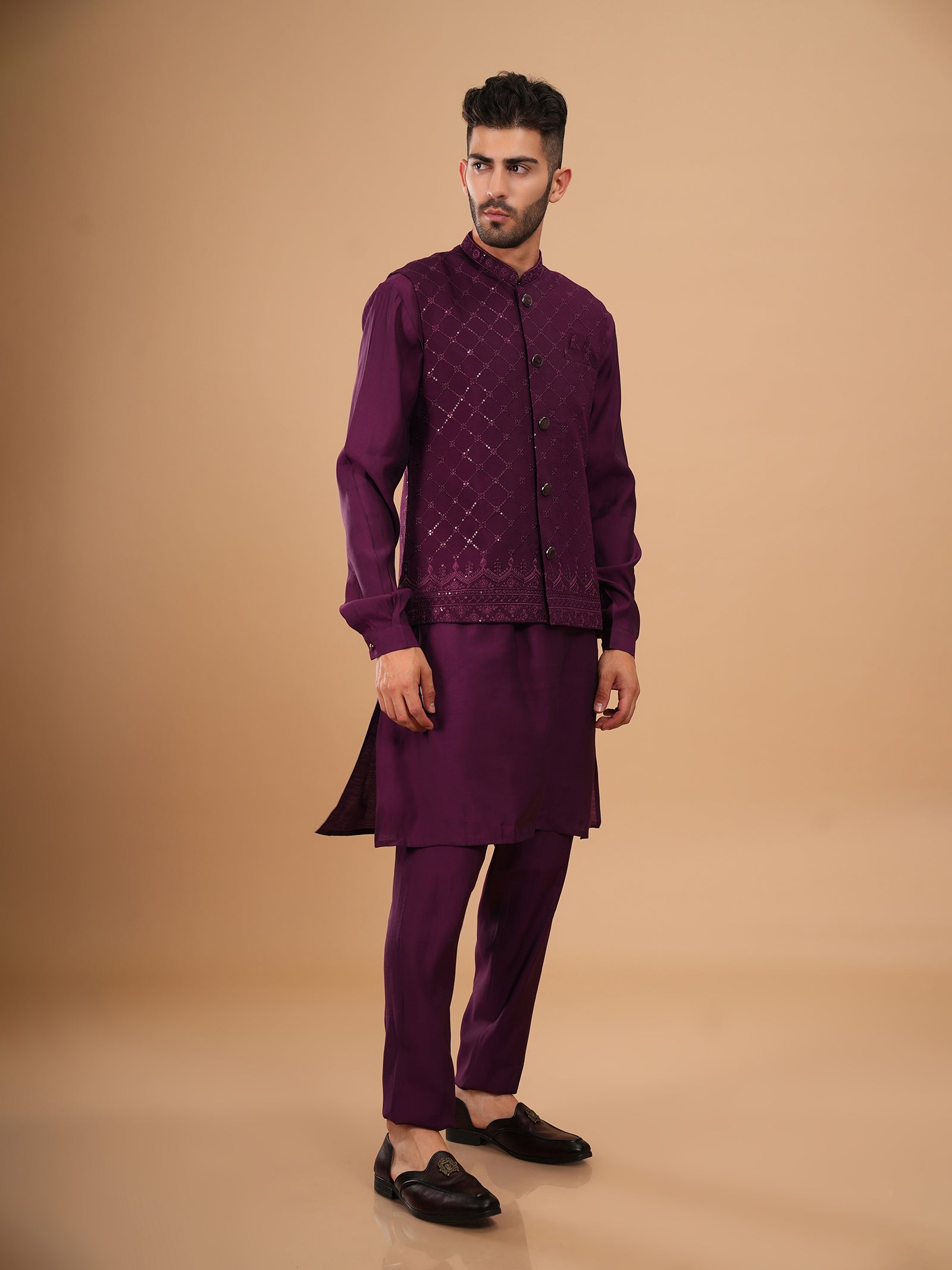 The Imperial Plum Stellar Sequin Jacket Set