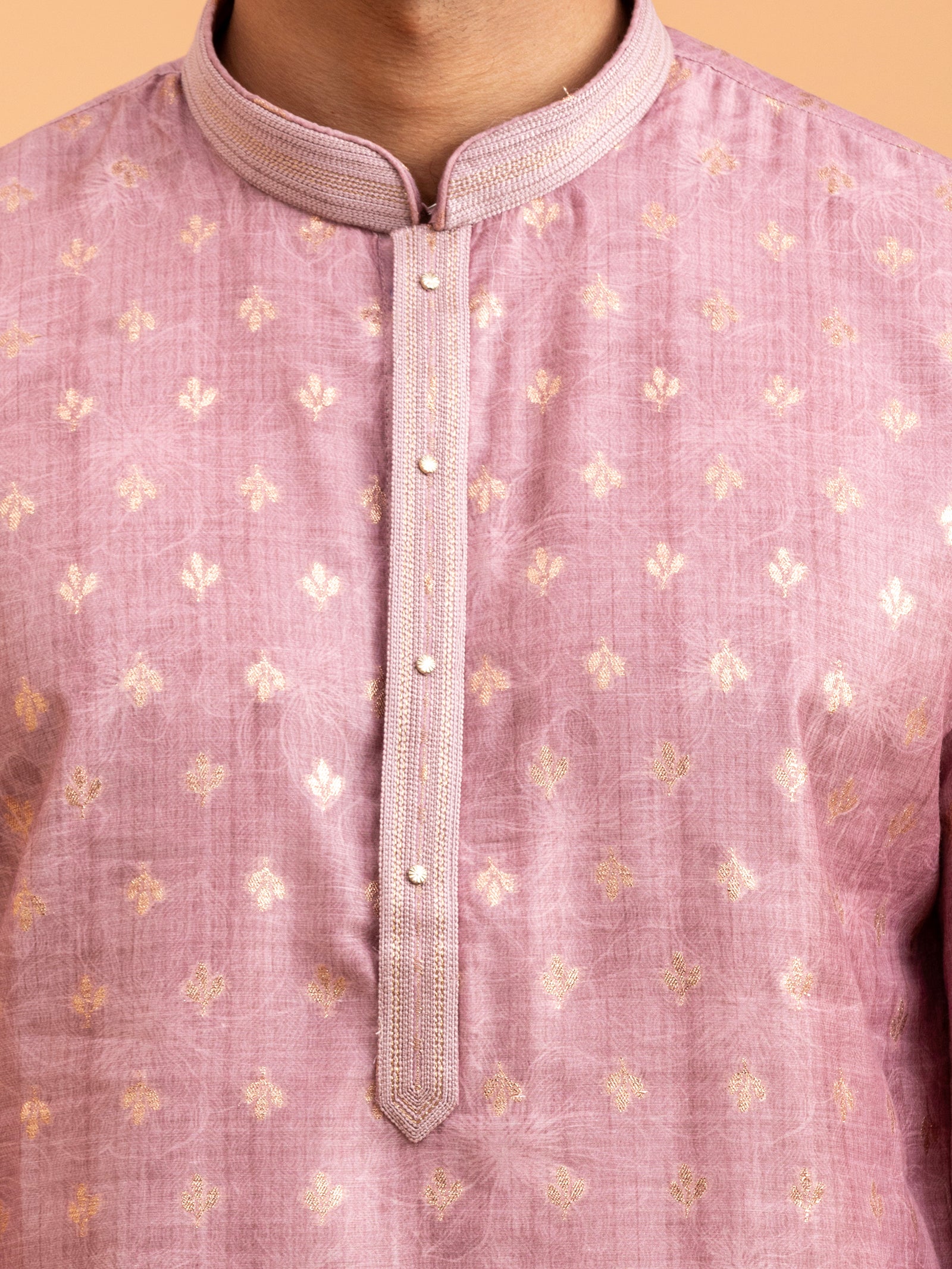 Mauve Floral-Patterned Kurta Set