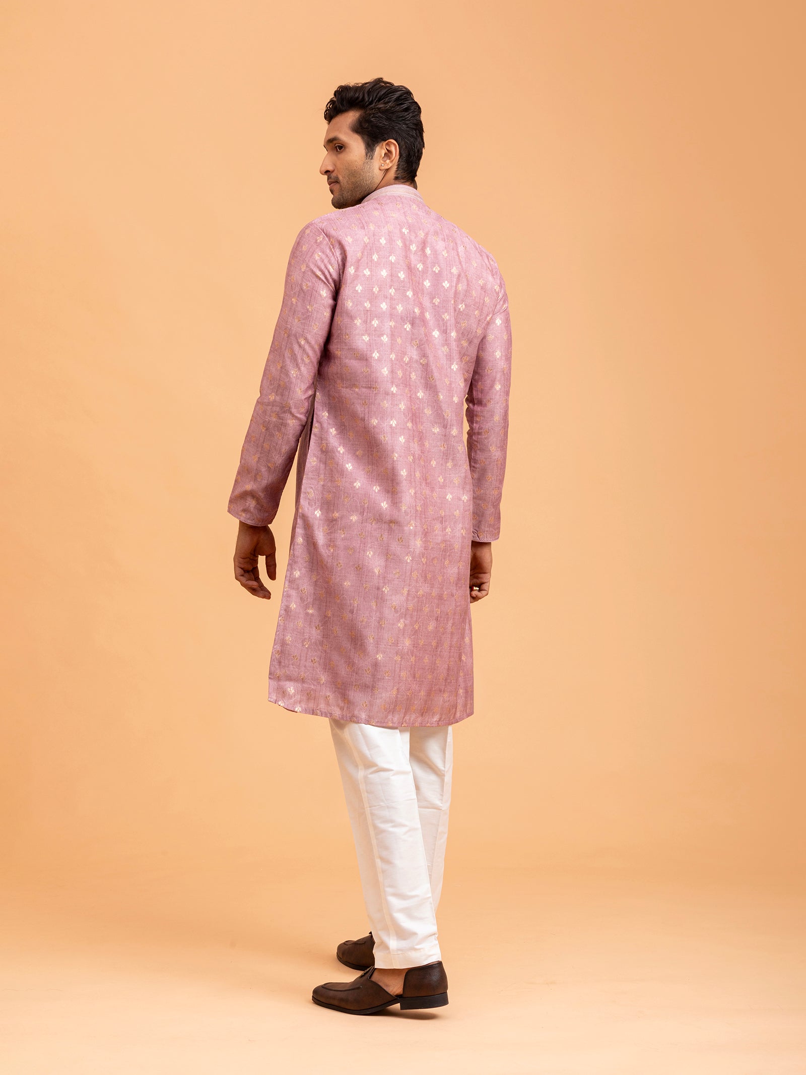 Mauve Floral-Patterned Kurta Set