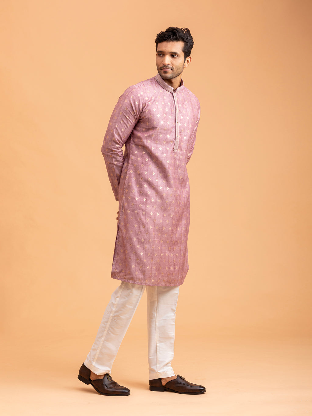 Mauve Floral-Patterned Kurta Set