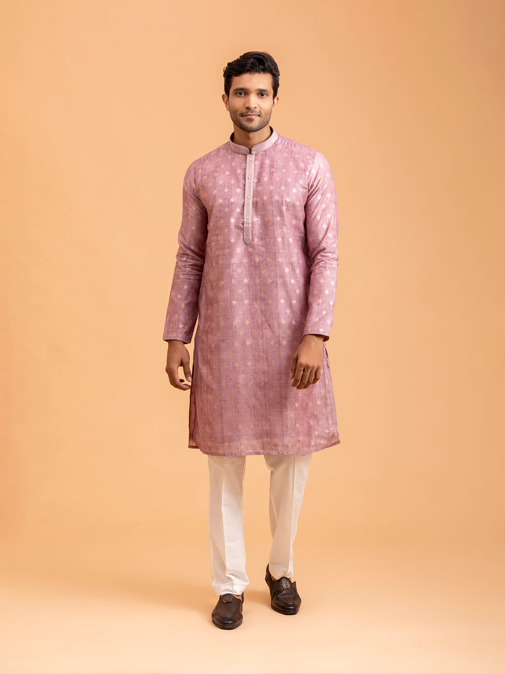 Mauve Floral-Patterned Kurta Set