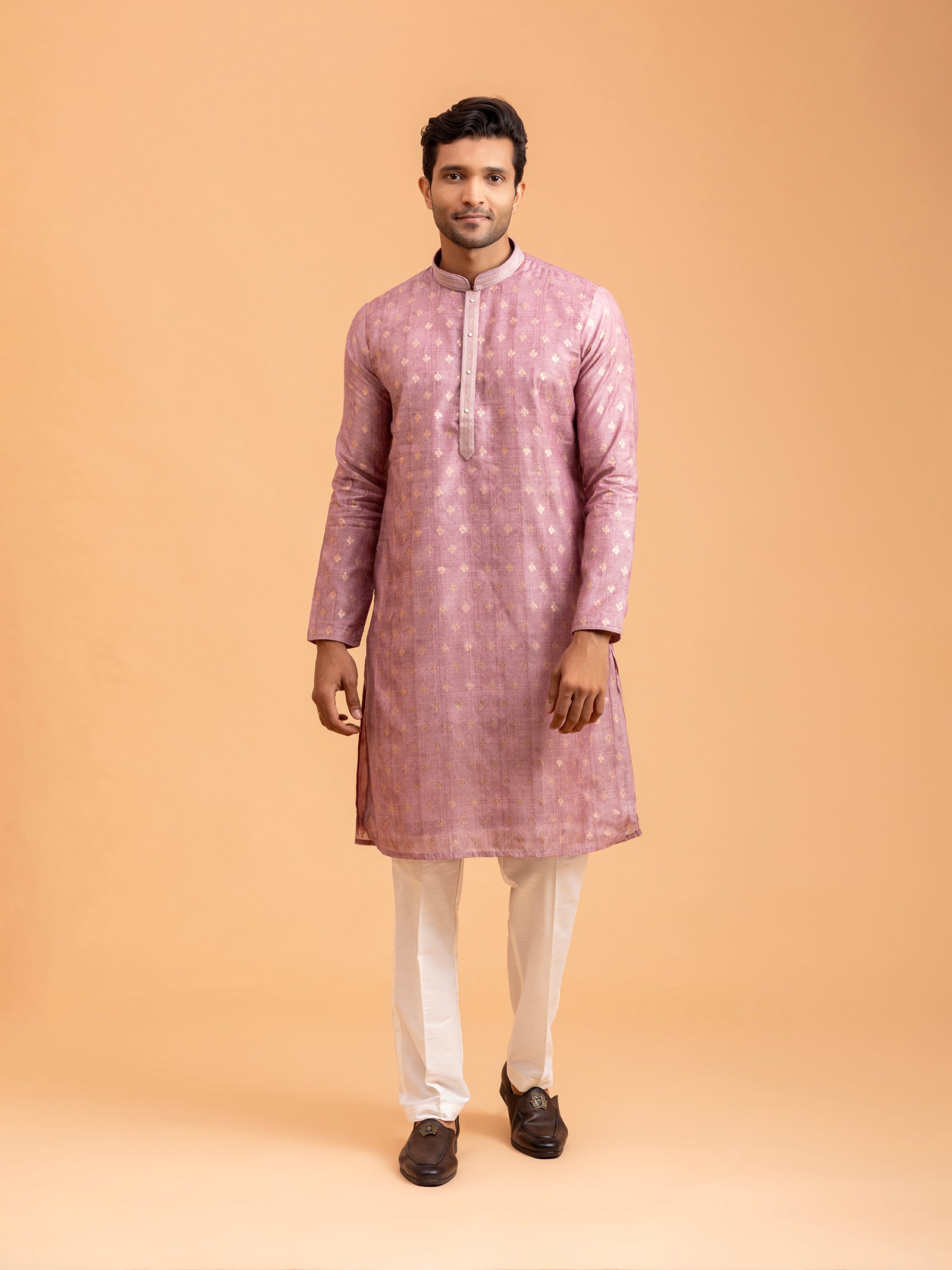 Mauve Floral-Patterned Kurta Set