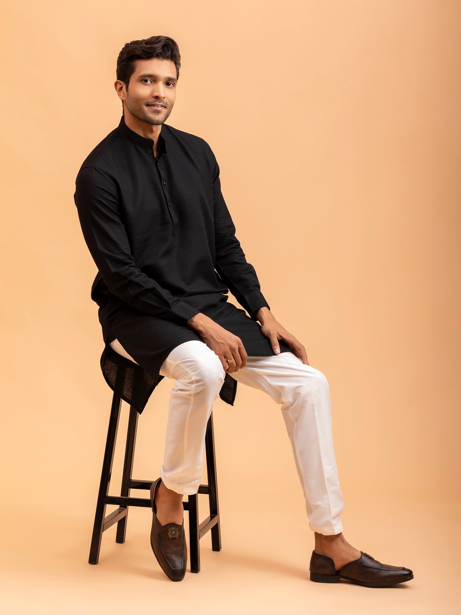 Classic Black Minimalist Kurta
