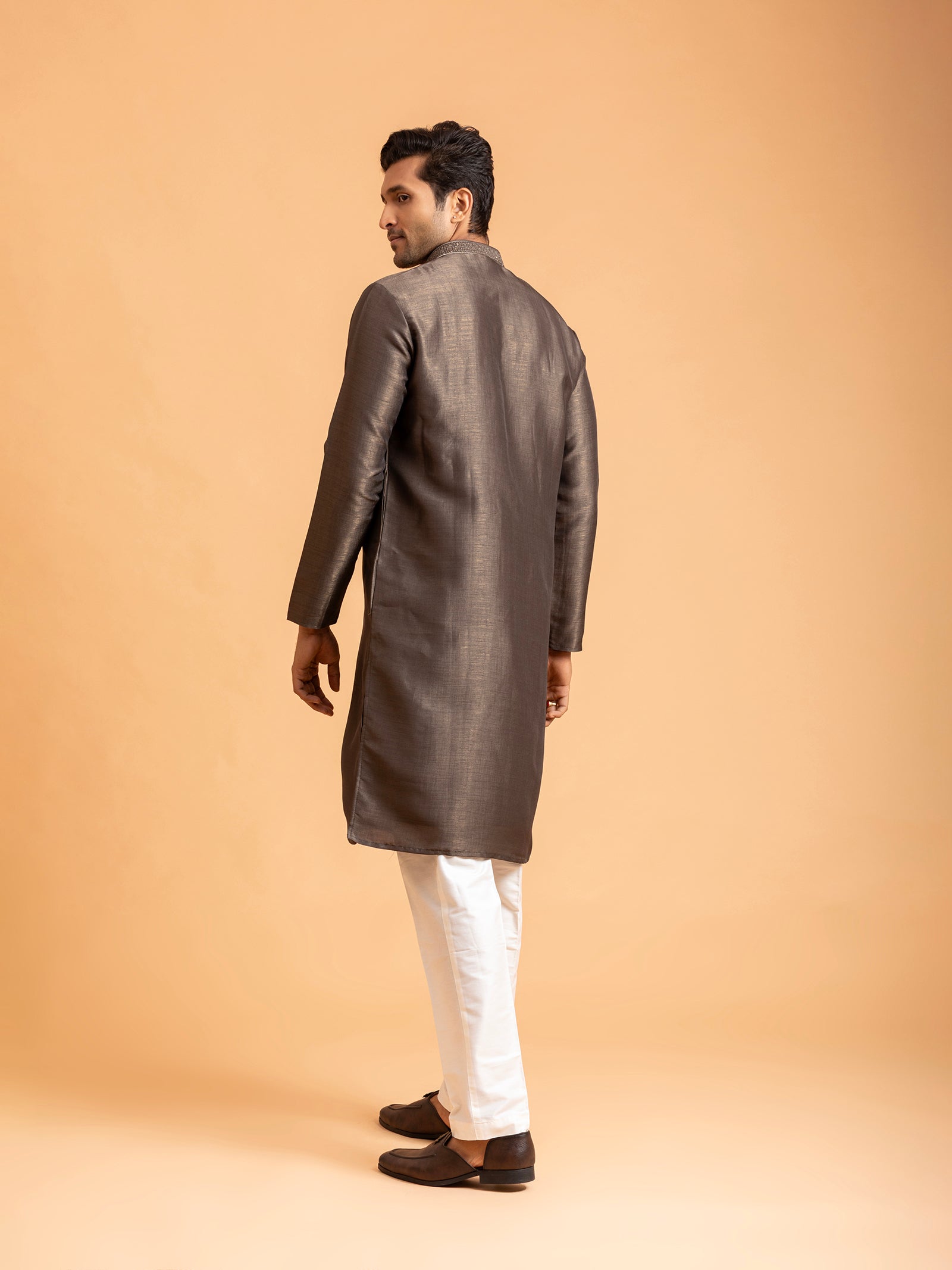 Charcoal Bronze Embroidered Kurta Set