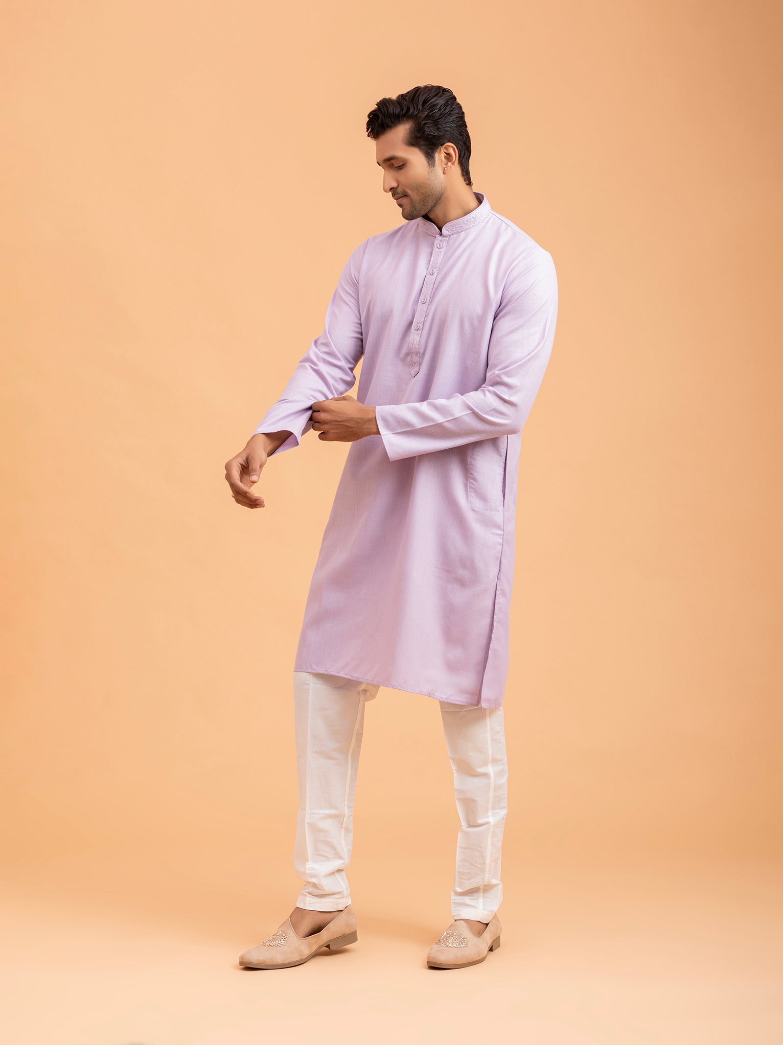Lavender Minimalist Solid Kurta Set