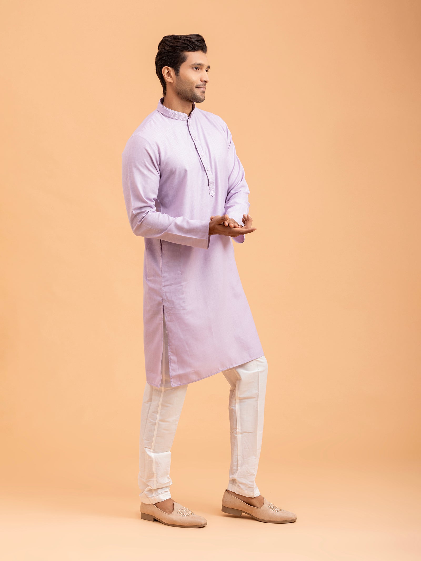 Lavender Minimalist Solid Kurta Set