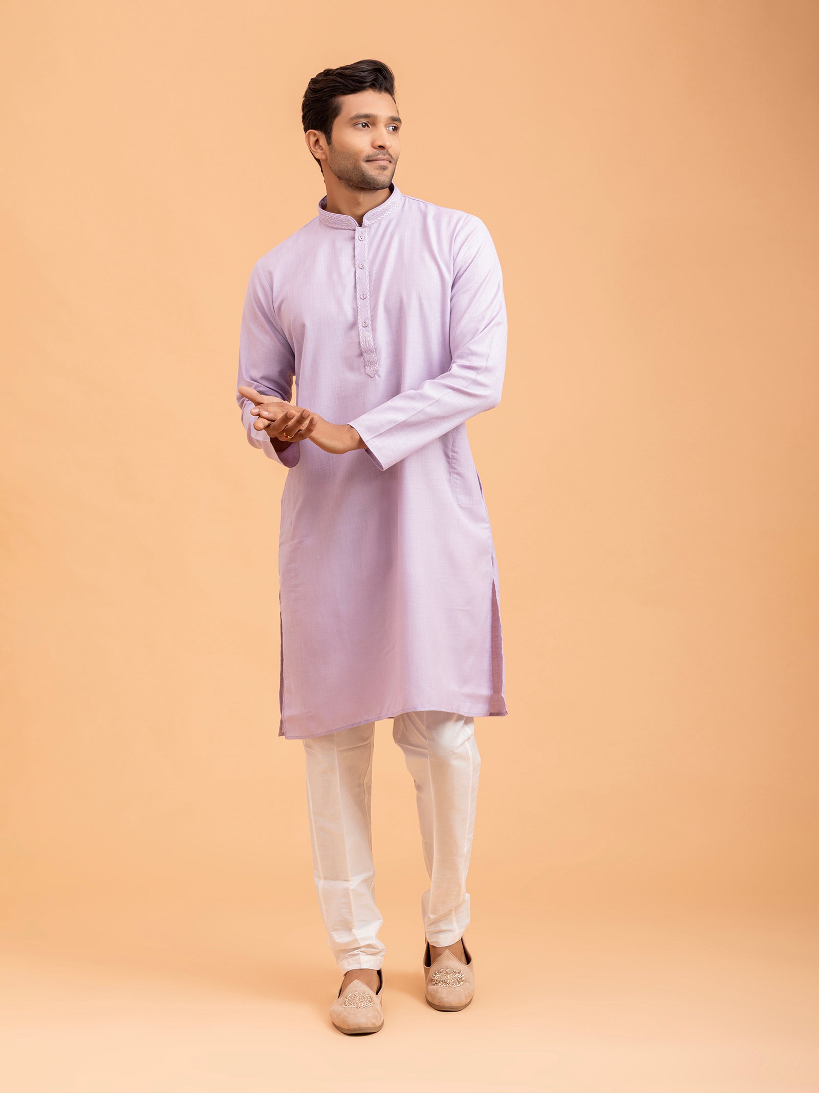 Lavender Minimalist Solid Kurta Set