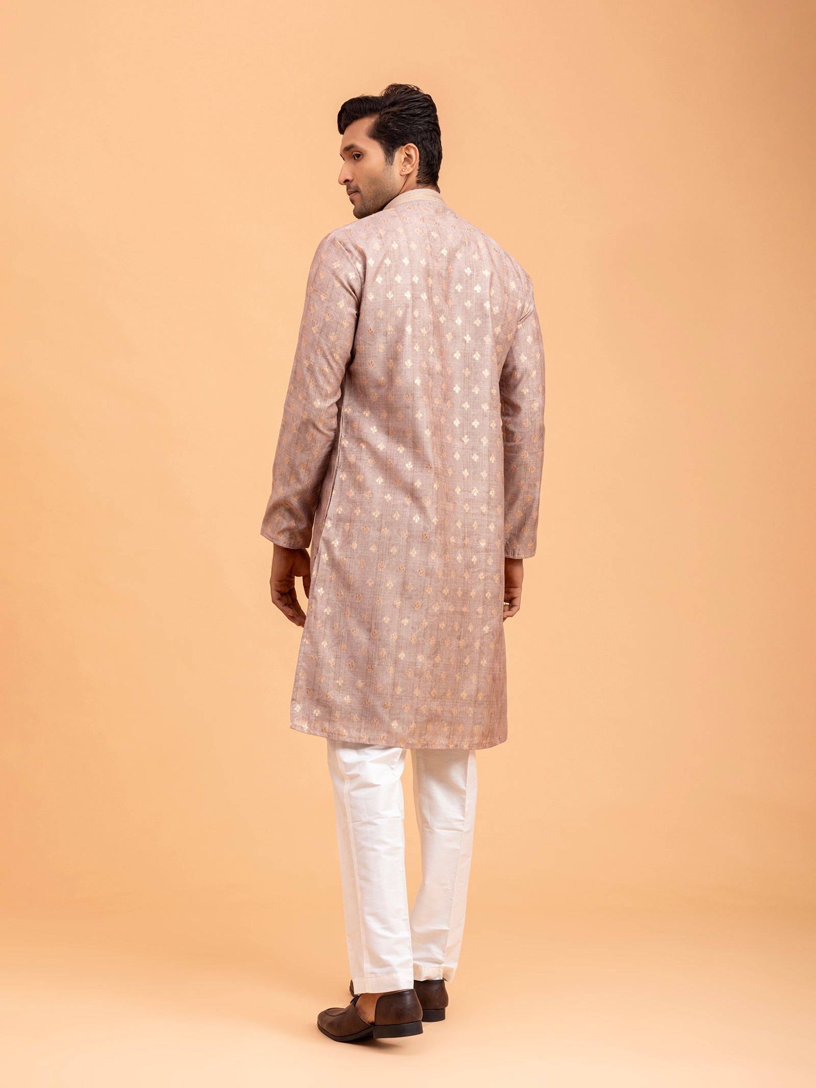 Beige Floral-Patterned Kurta Set