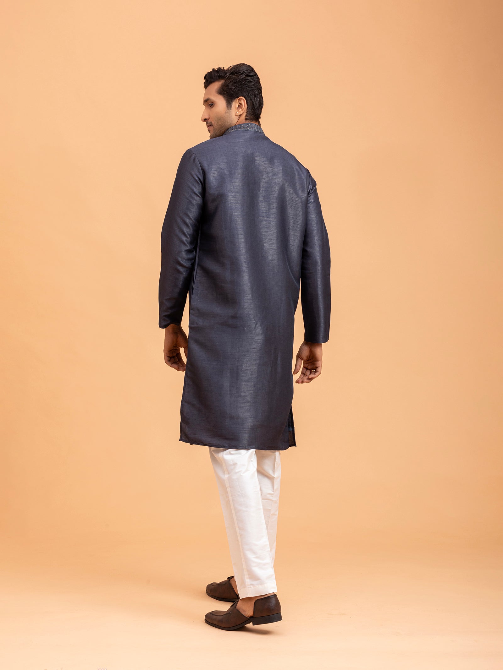 Obsidian Slate Embroidered Kurta Set
