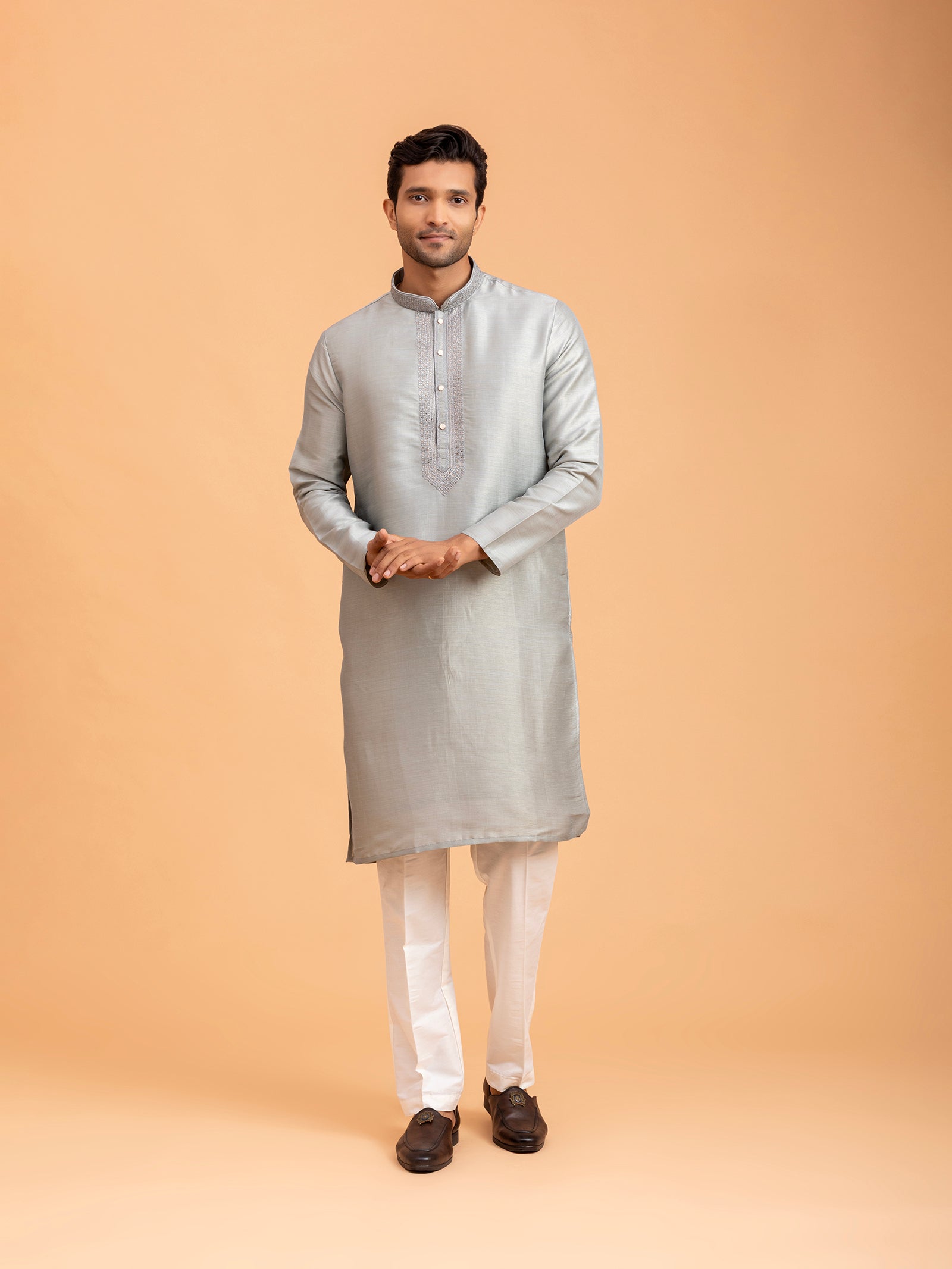Silver Sage Embroidered Kurta Set
