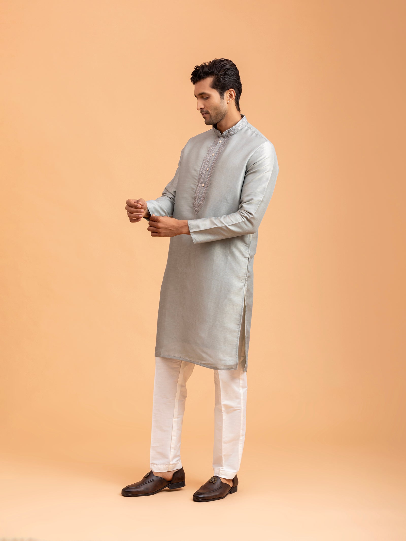 Silver Sage Embroidered Kurta Set