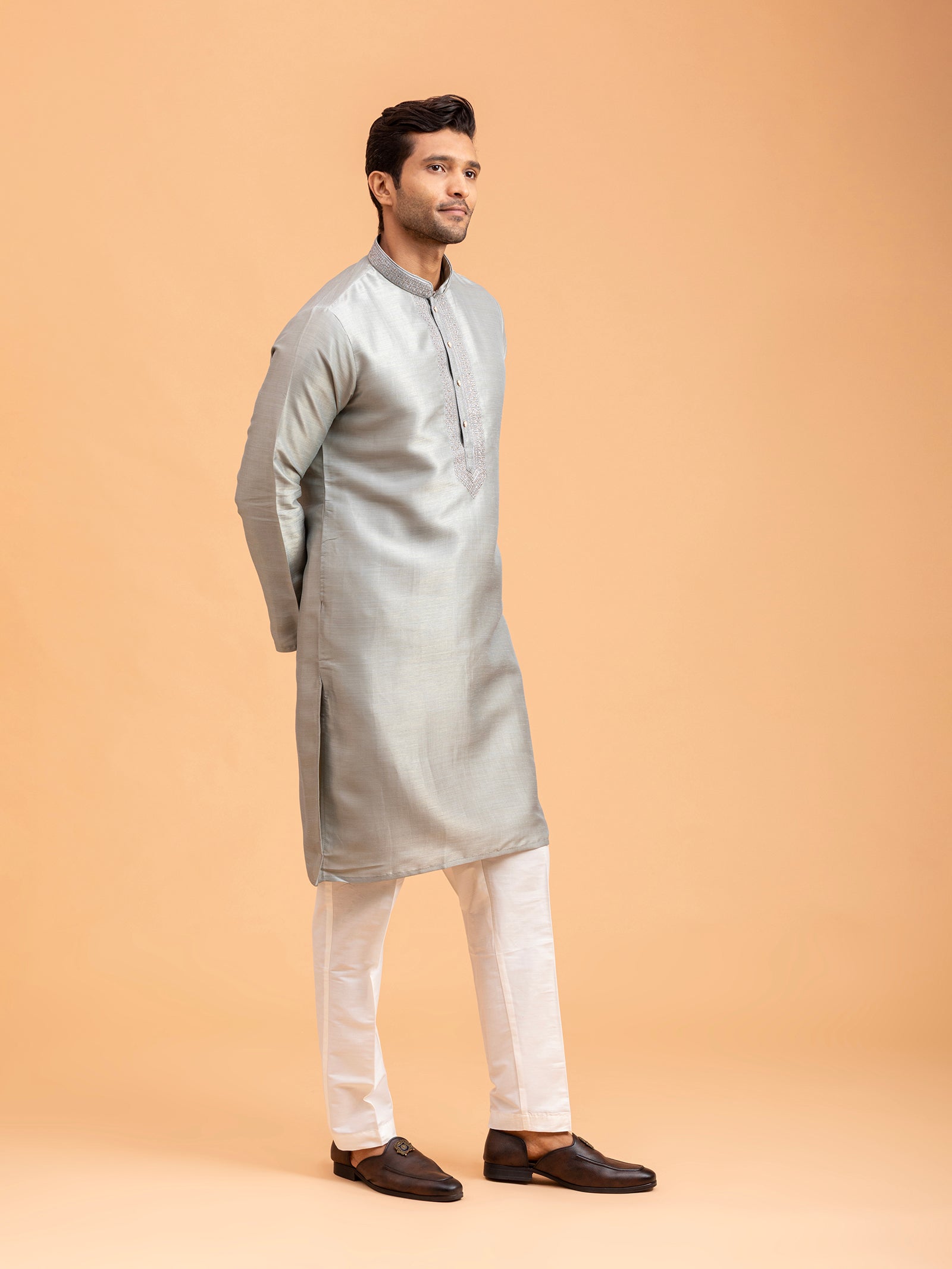 Silver Sage Embroidered Kurta Set