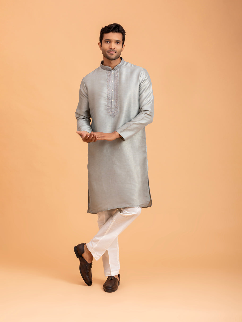 Silver Sage Embroidered Kurta Set
