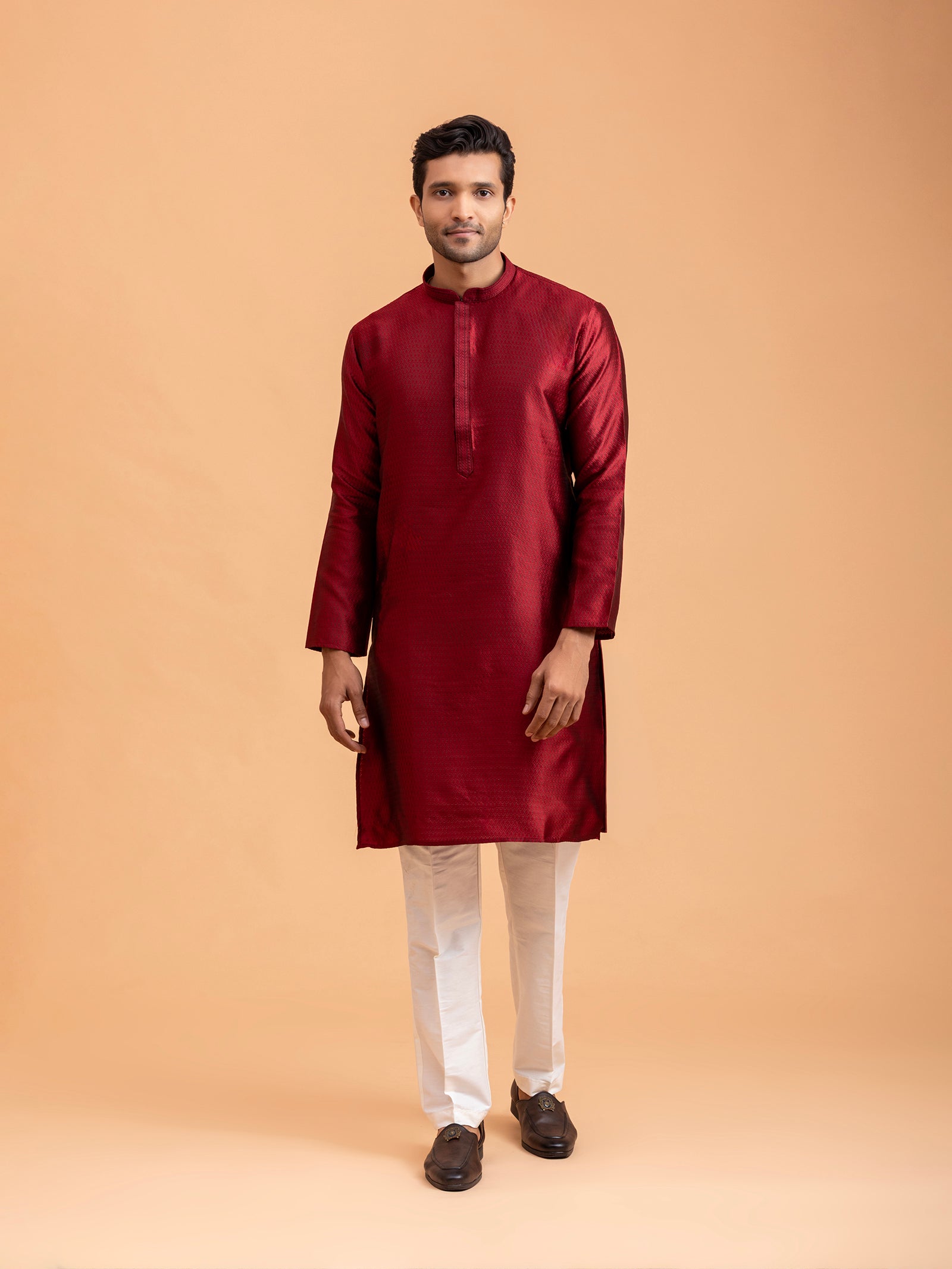 Crimson Weave Kurta Set