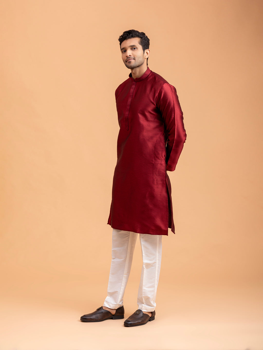 Crimson Weave Kurta Set