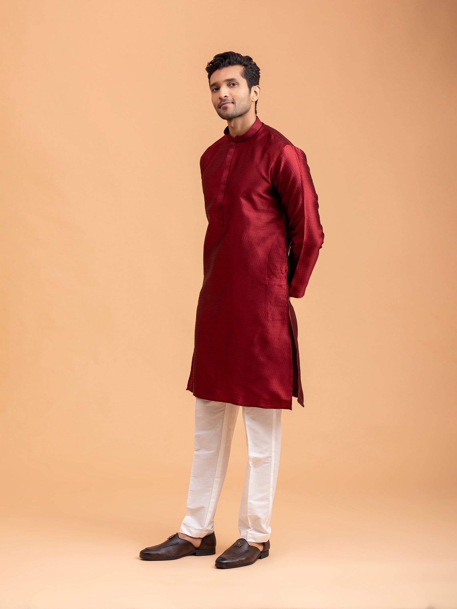 Crimson Weave Kurta Set