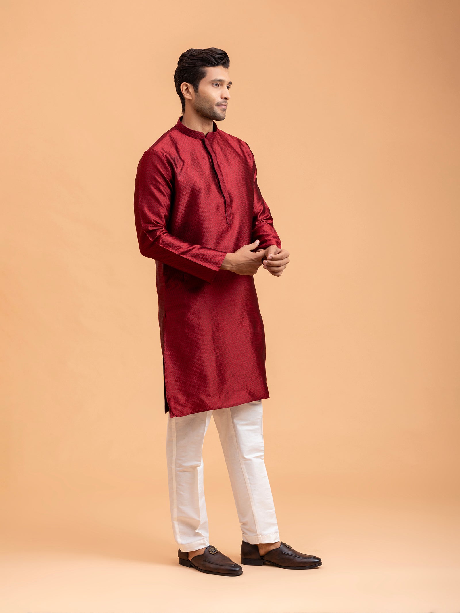 Crimson Weave Kurta Set
