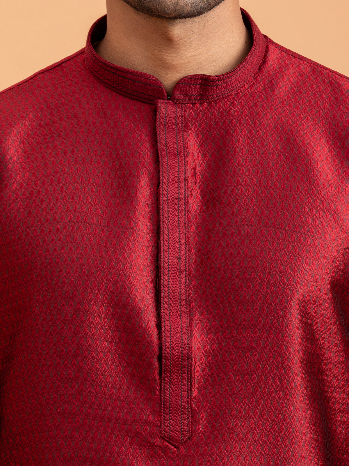 Crimson Weave Kurta Set